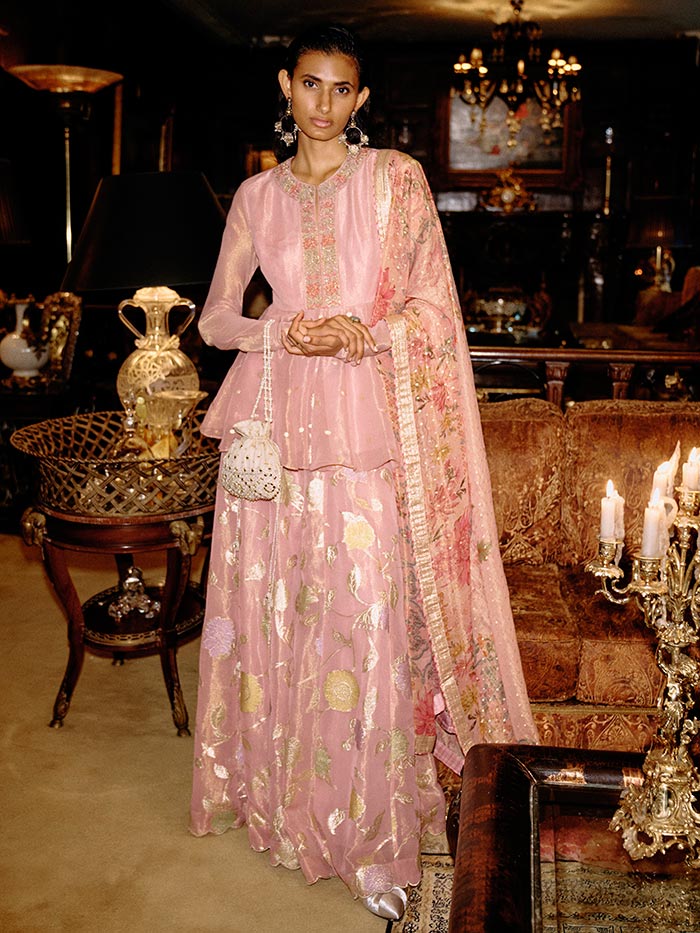 Irja Sharara set with Dupatta - Pink