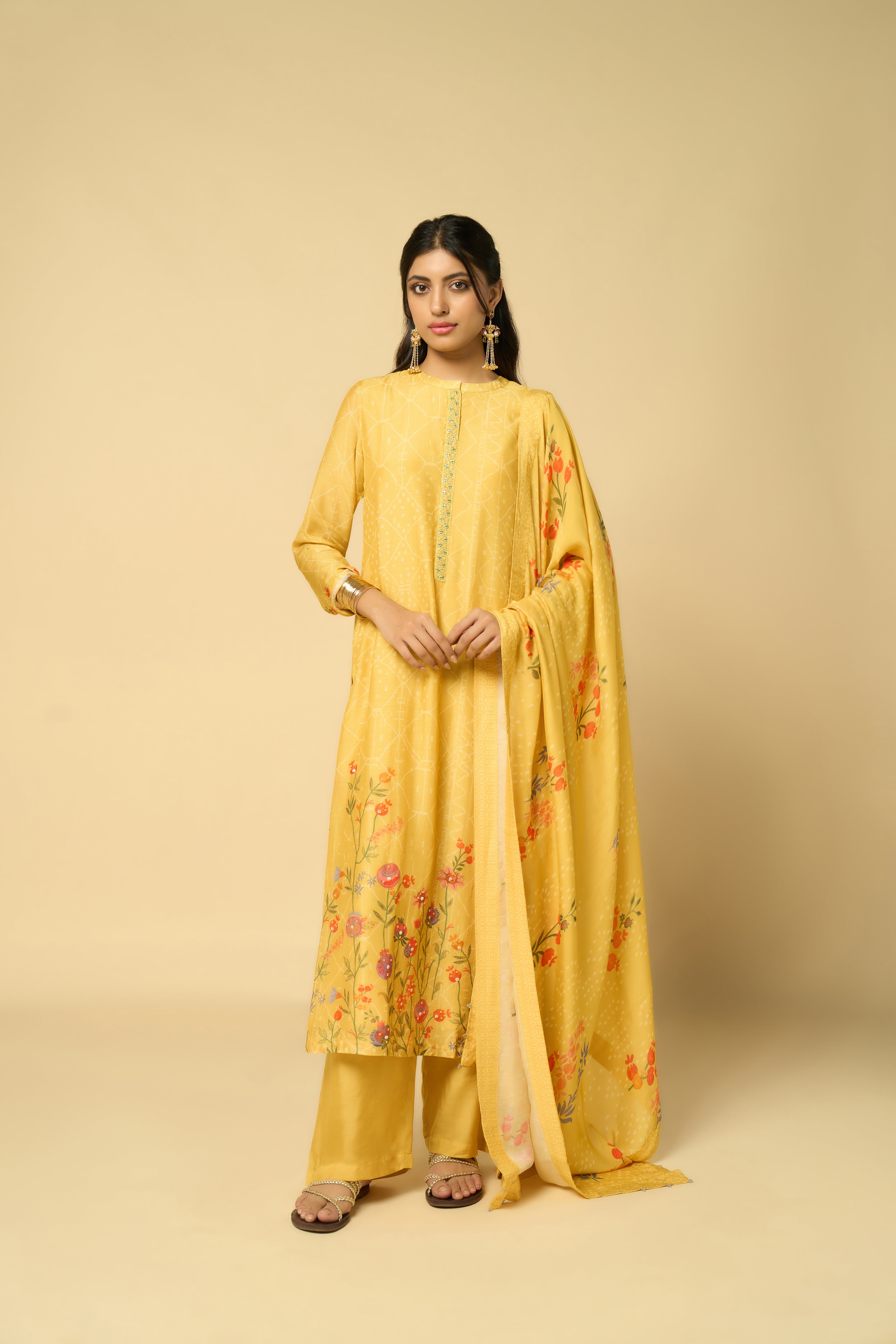 Aabha Unstitched Kurta Set - Yellow