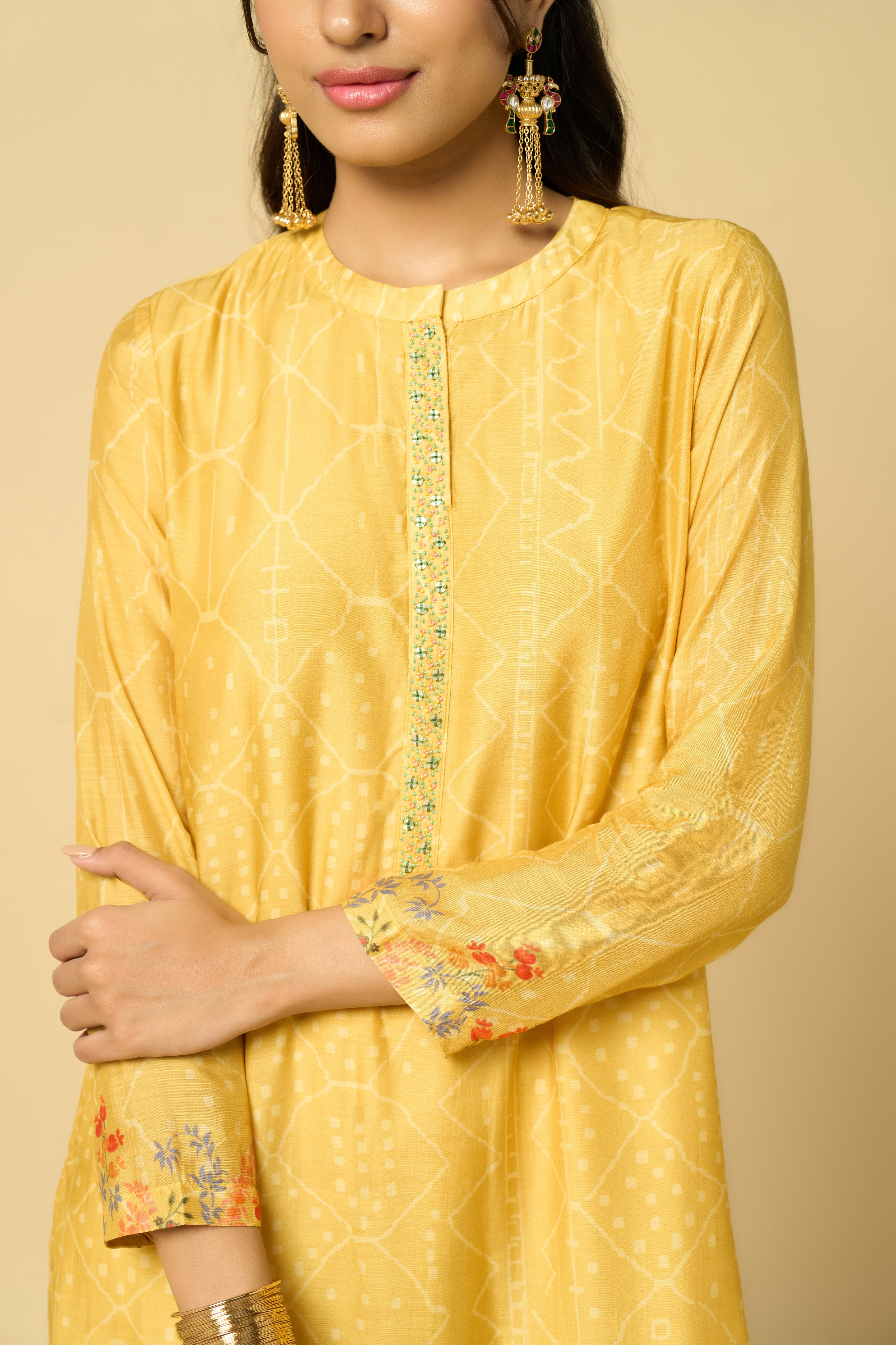 Aabha Unstitched Kurta Set - Yellow