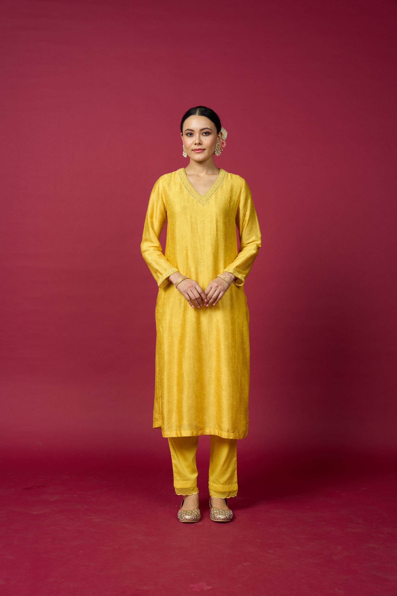 Negin Kurta Set with Dupatta - Yellow