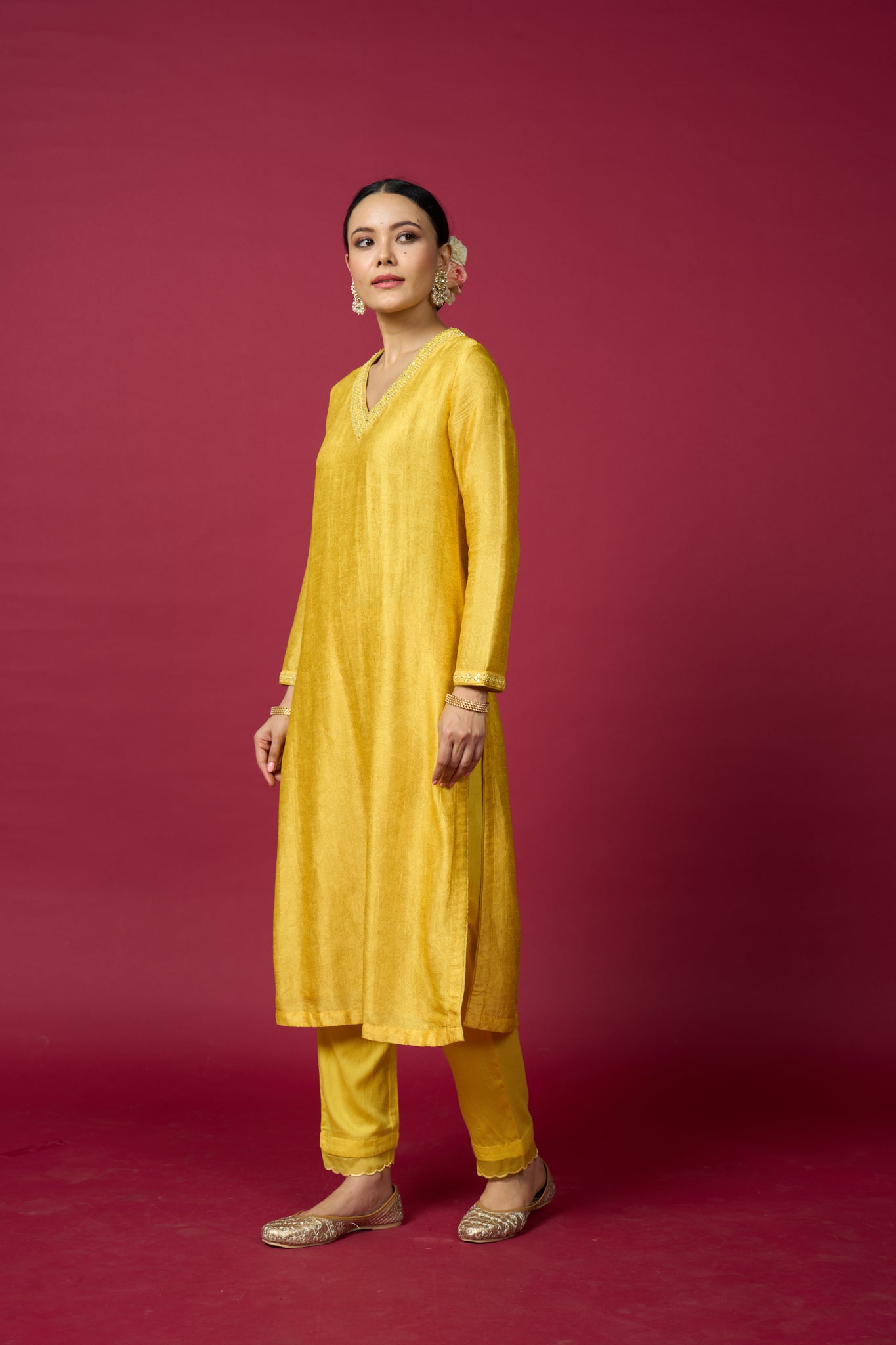 Negin Kurta Set with Dupatta - Yellow