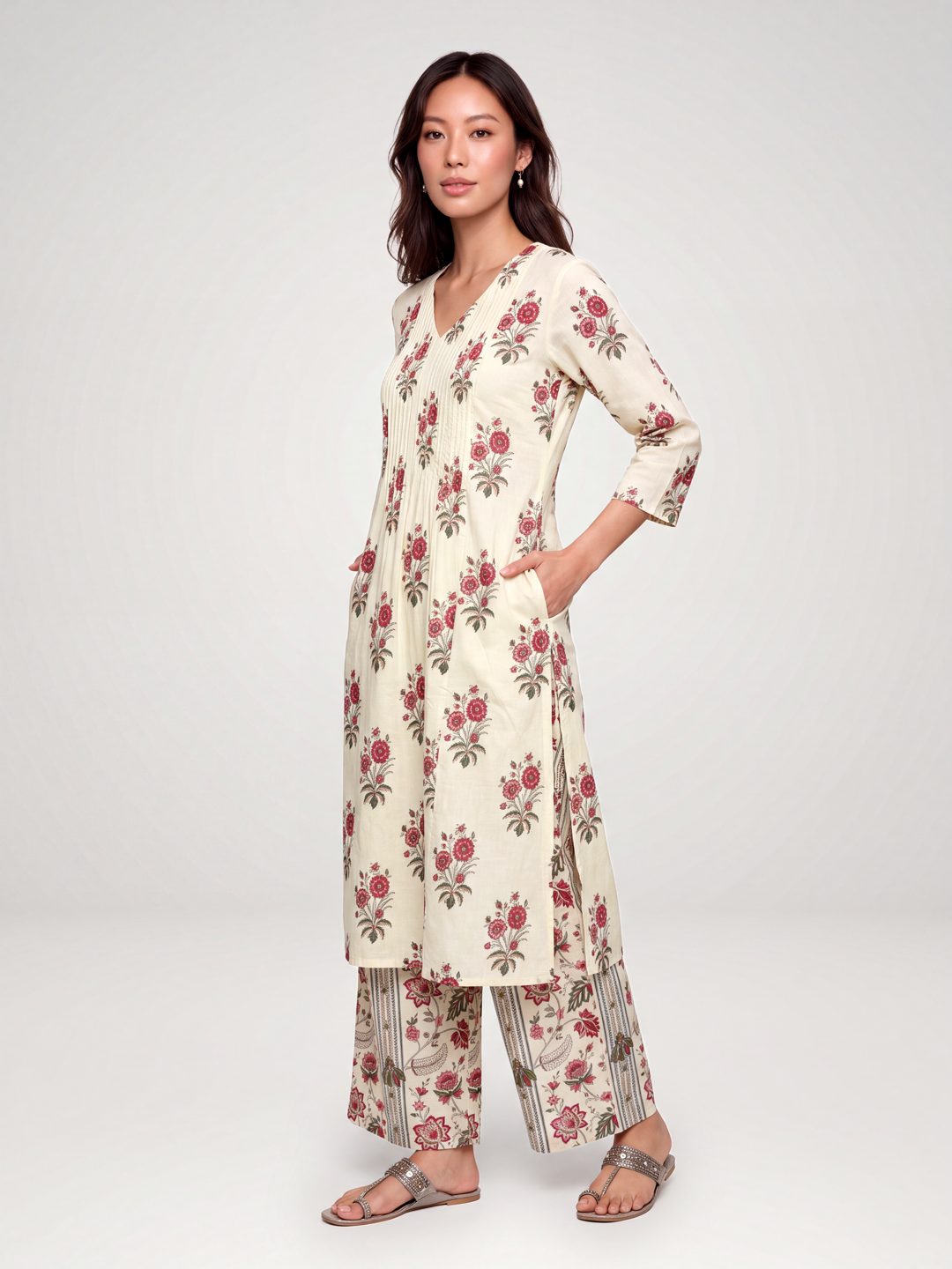 Indri kurta set - Cream
