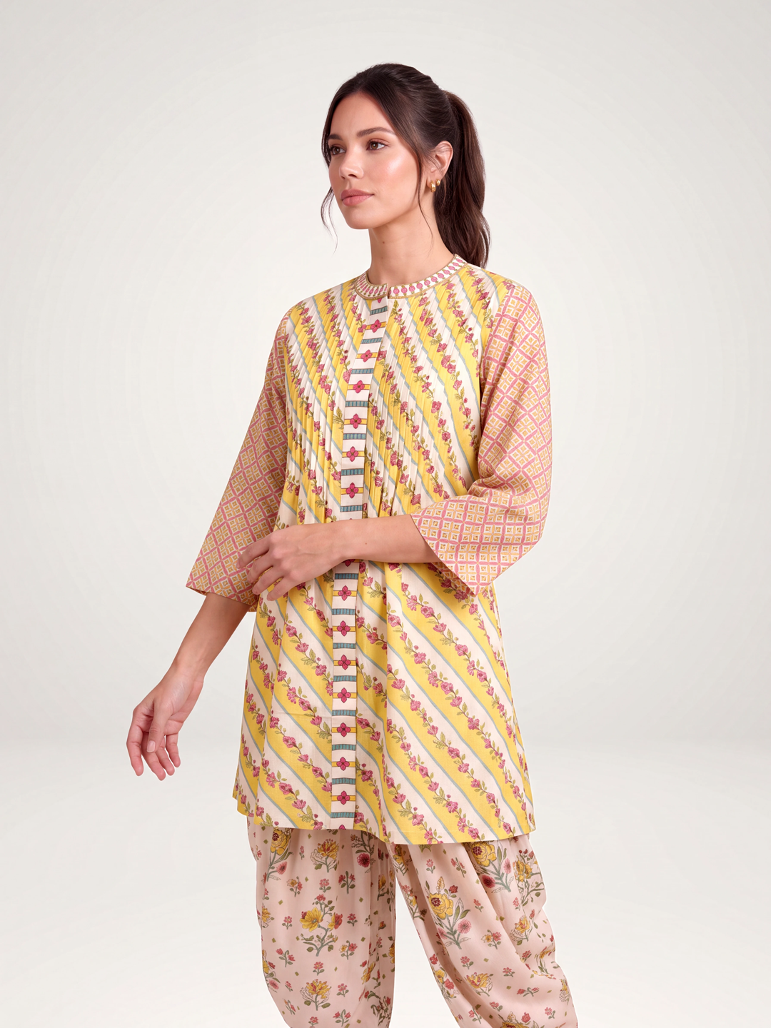 Sunheri Dhoti set - Yellow