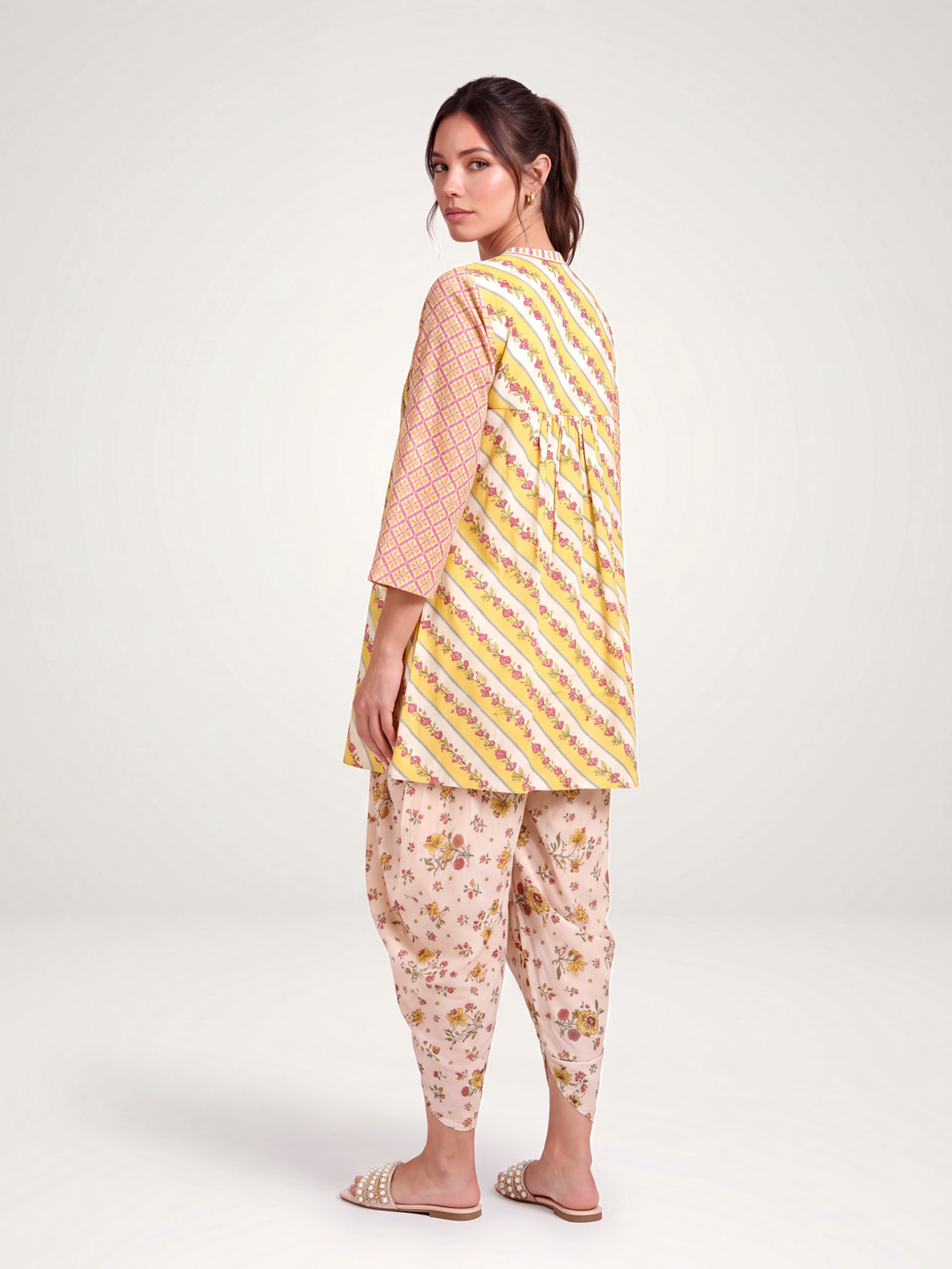 Sunheri Dhoti set - Yellow