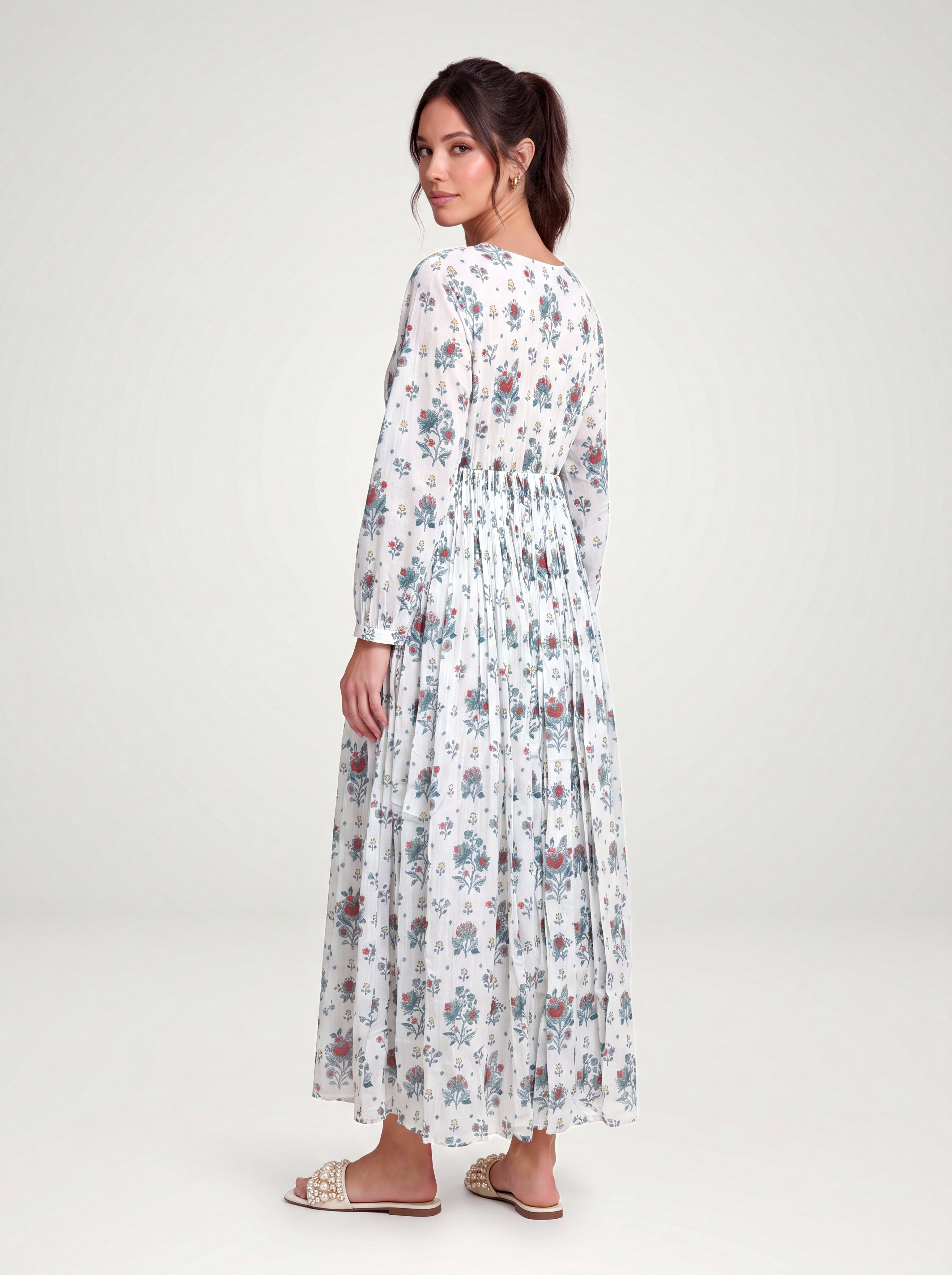 Barkha gathered dress - White