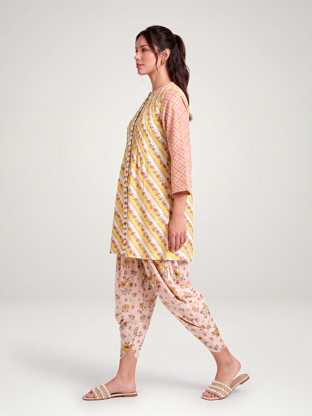 Sunheri Dhoti set - Yellow