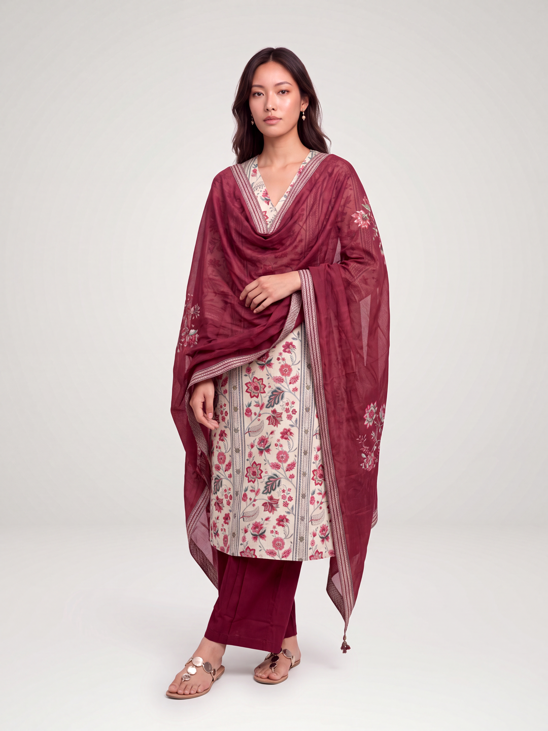 Palash Kurta Set - Maroon