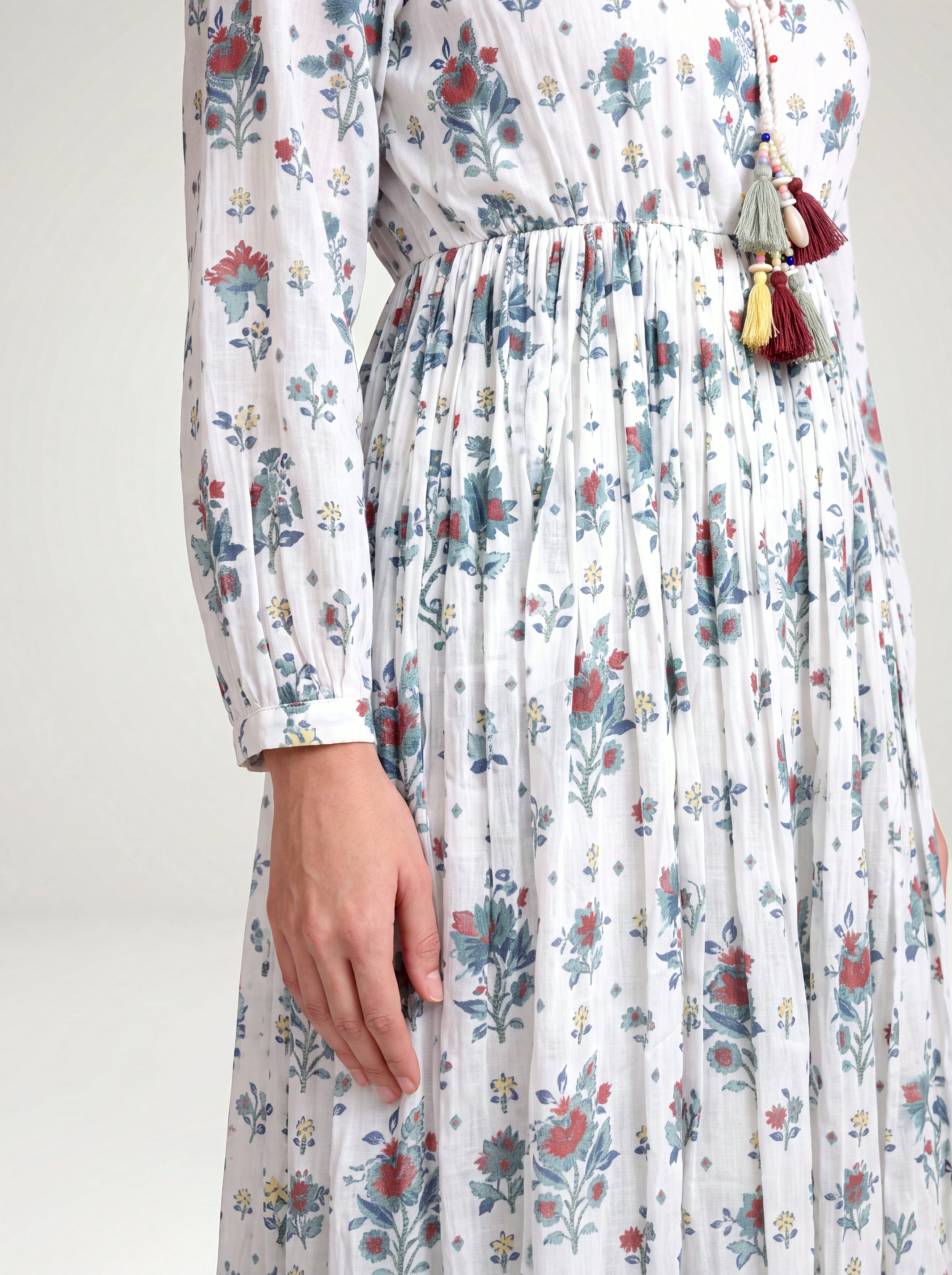 Barkha gathered dress - White