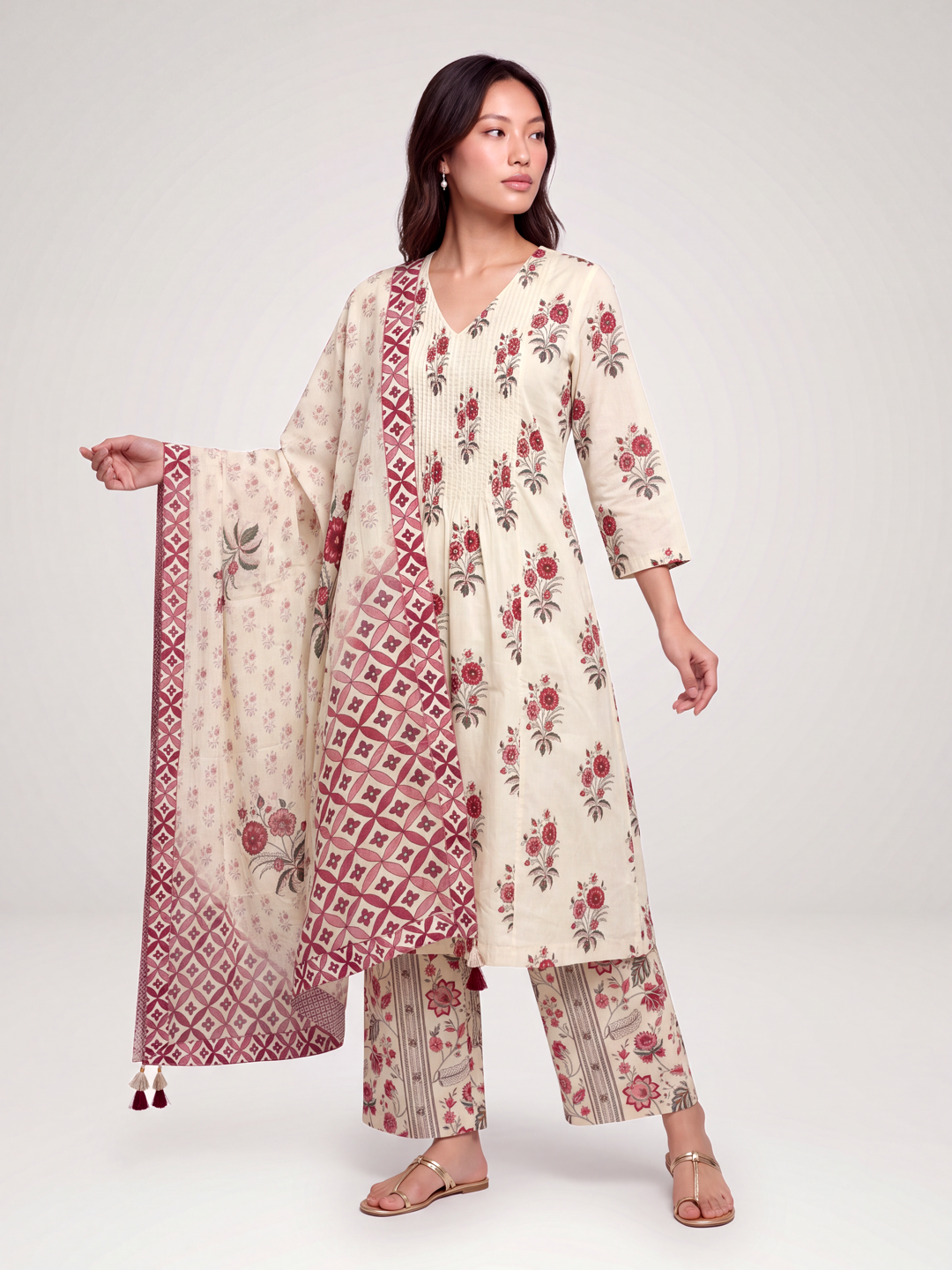 Indri kurta set - Cream