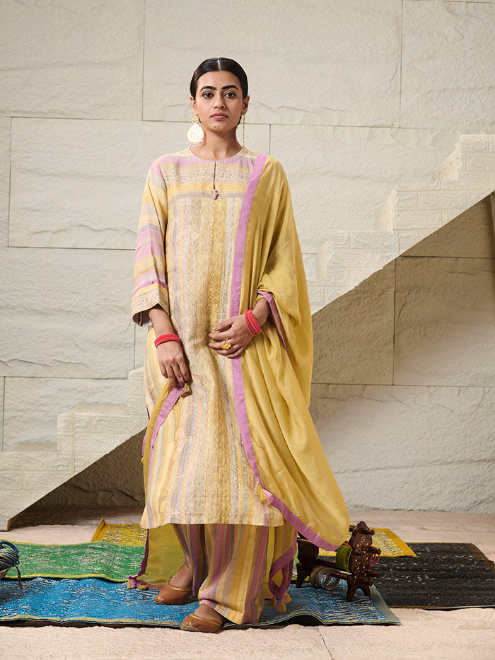 Jyot Kurta Set with Dupatta - Yellow