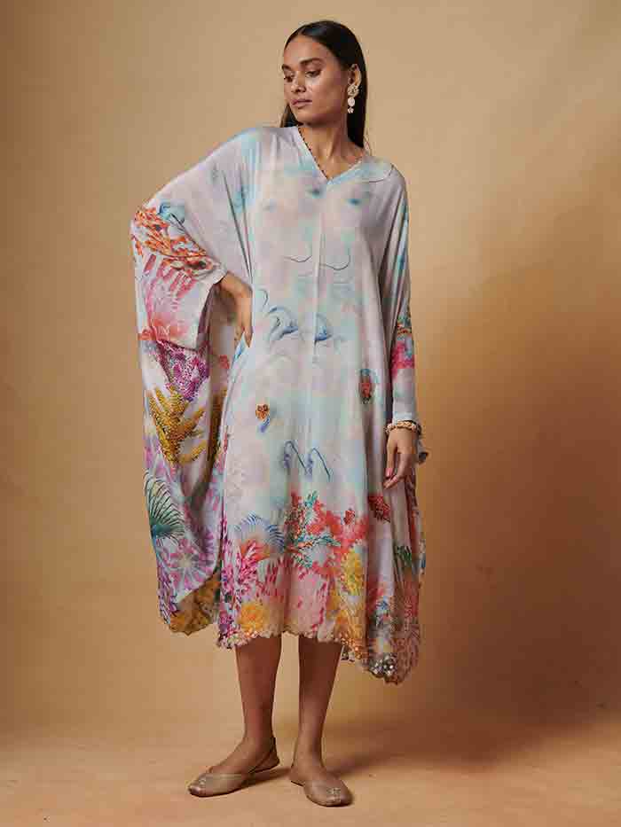 Khwab Kaftan Dress - Blue