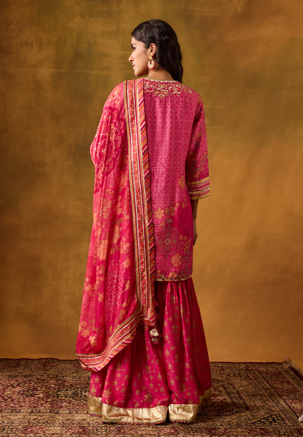Karva Kurta Set with Dupatta - Pink
