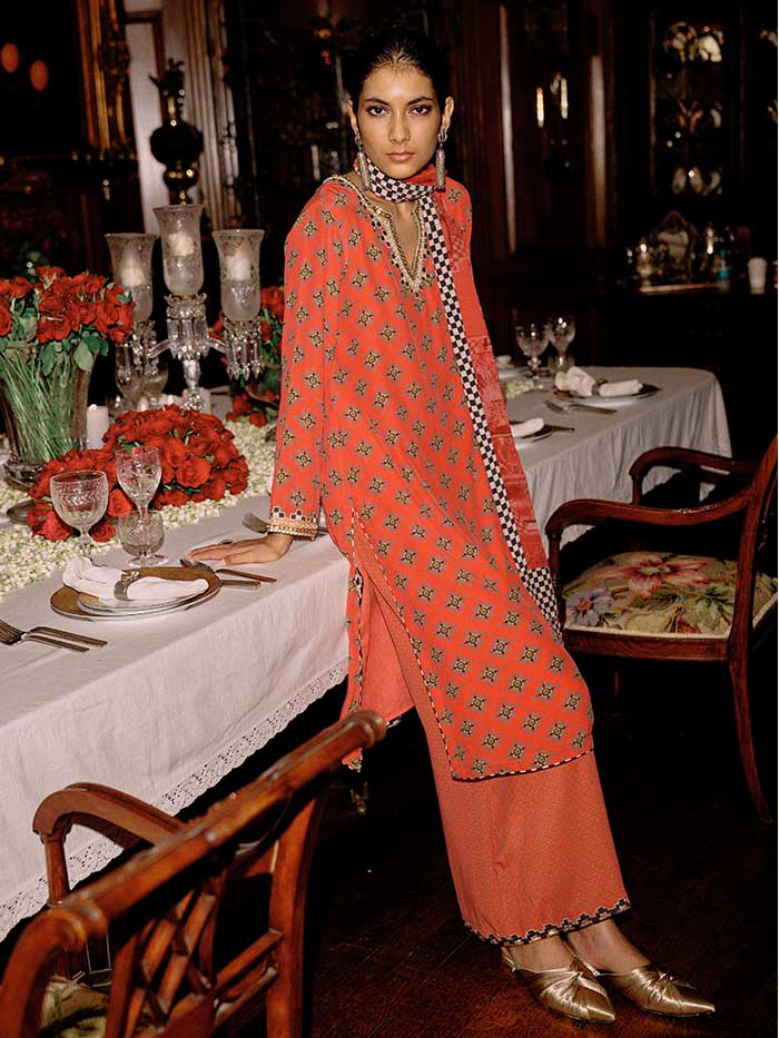 Sila Kurta Set with Dupatta - Red