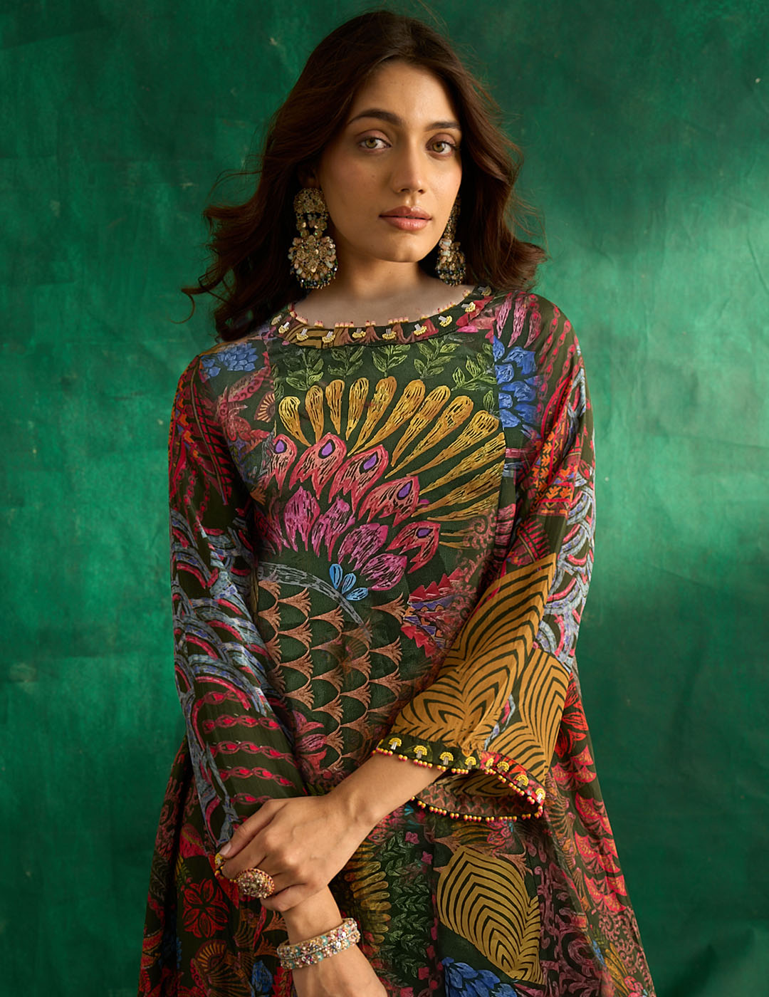 Ruhani Kurta Set- Green