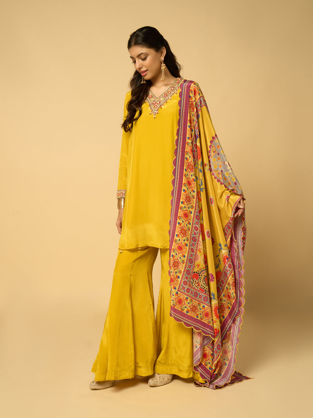 Angaara Kurta Set with Dupatta - Yellow