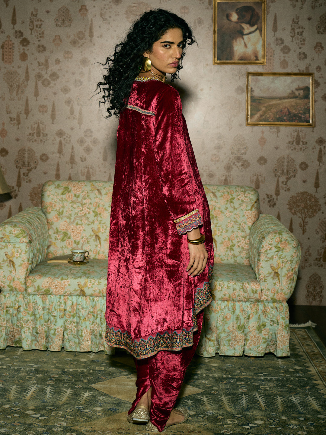 Meenarat Kurta Set - Maroon