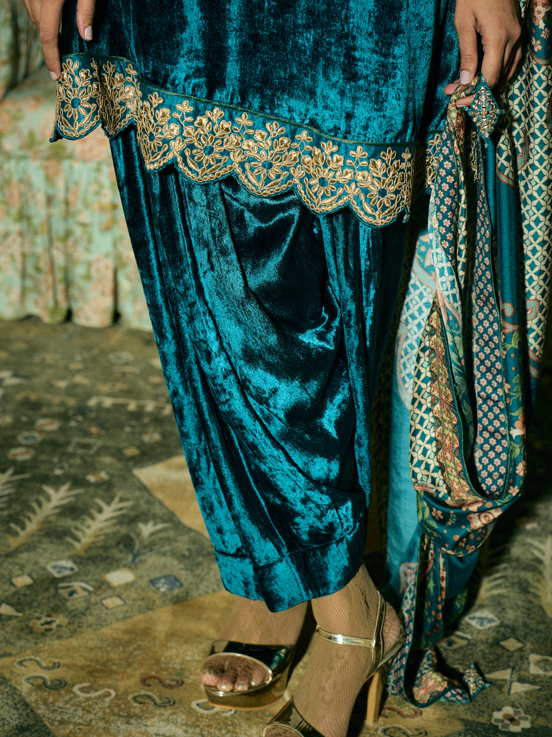 Afreen Kurta Set - Teal