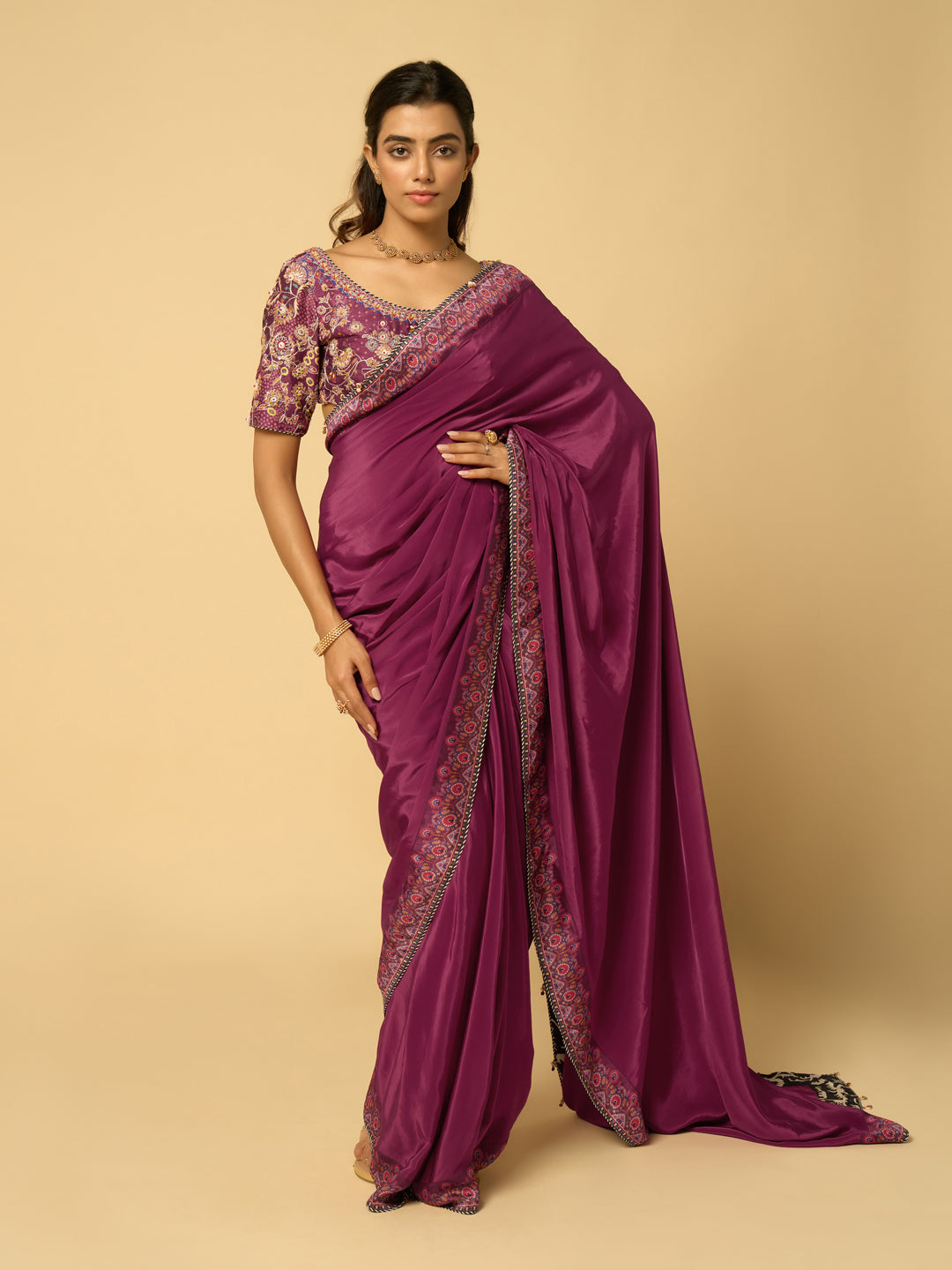 Ember Saree - Wine