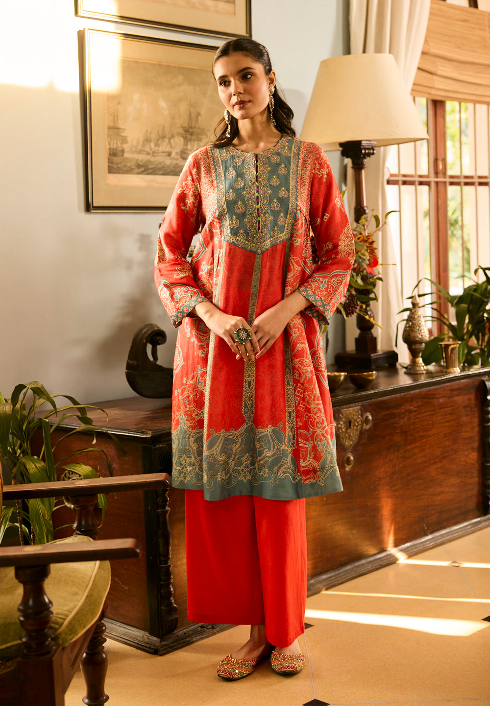 Jugnu Kurta Set with Dupatta - Orange