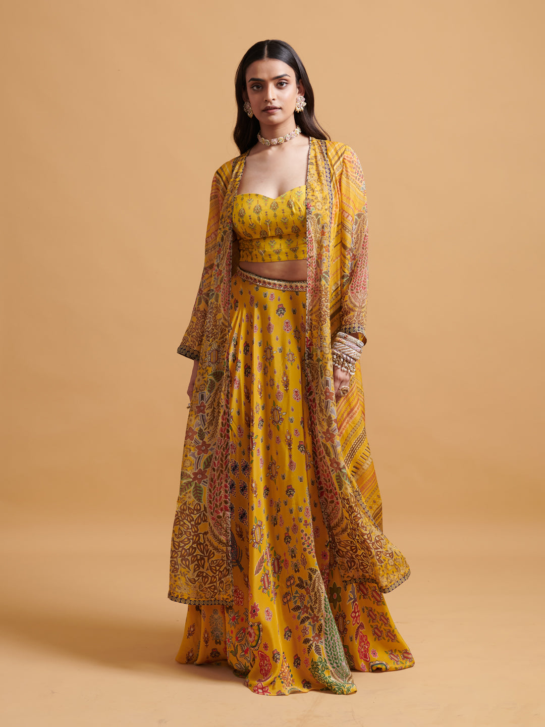 Chitrika Set with Jacket - Yellow