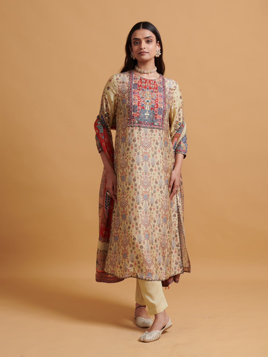 Sutrini Kurta Set with Dupatta - OffWhite