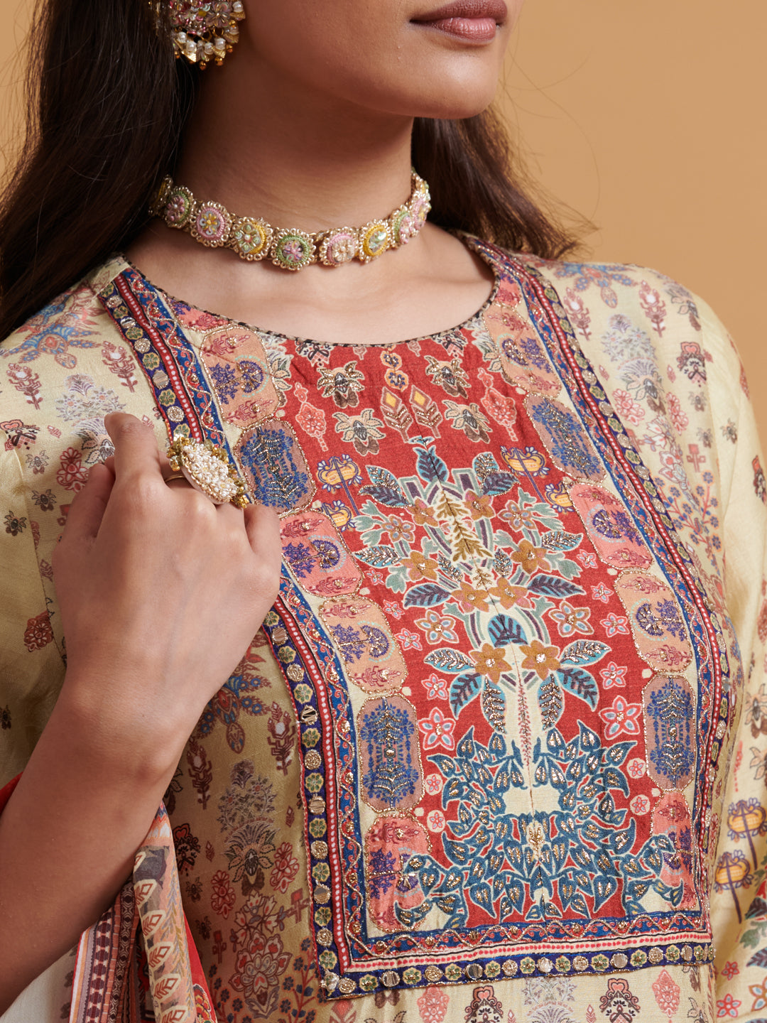 Sutrini Kurta Set with Dupatta - OffWhite