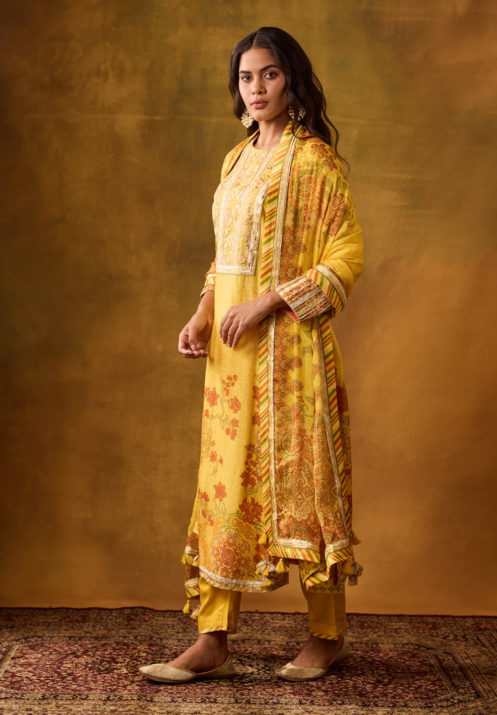 Tara Kurta Set with Dupatta - Yellow