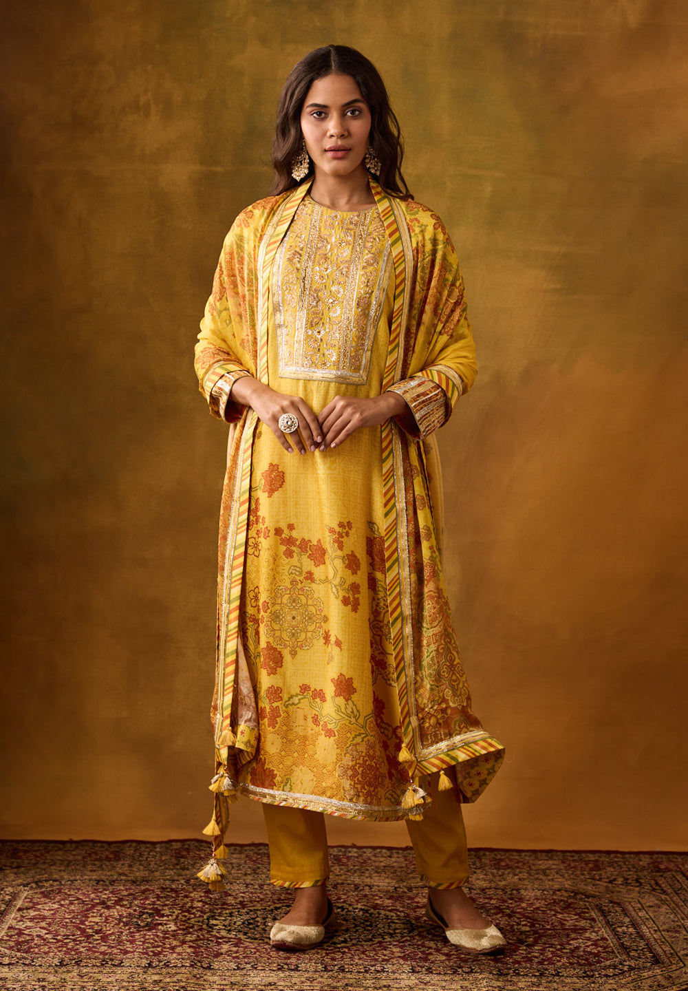 Tara Kurta Set with Dupatta - Yellow