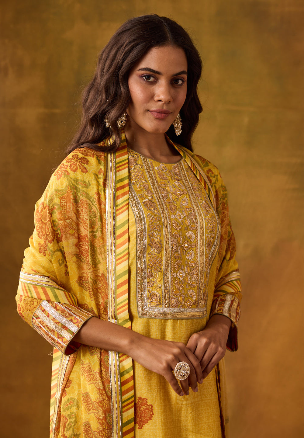 Tara Kurta Set with Dupatta - Yellow