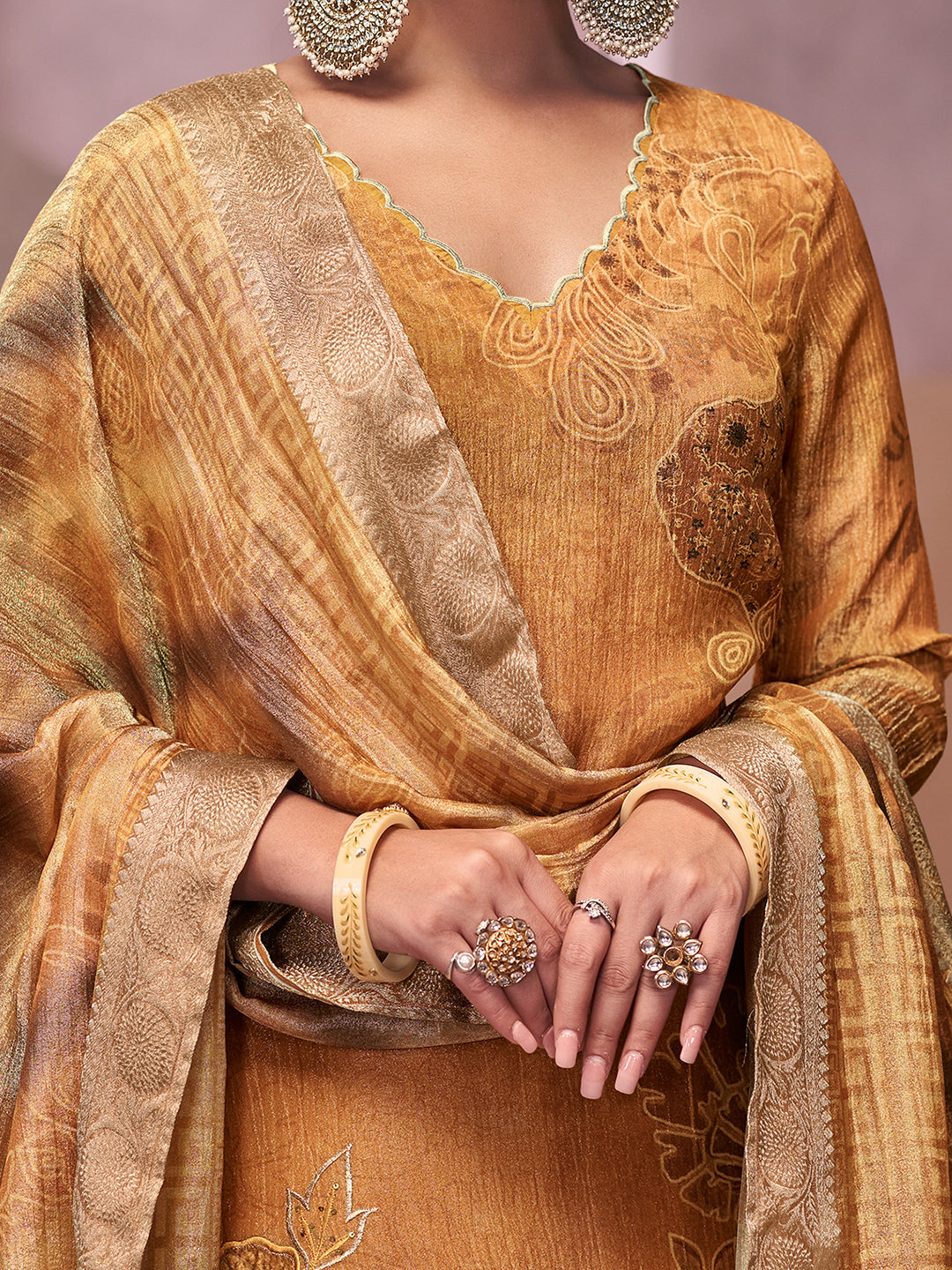 Veda Kurta Set with Dupatta -  Rust