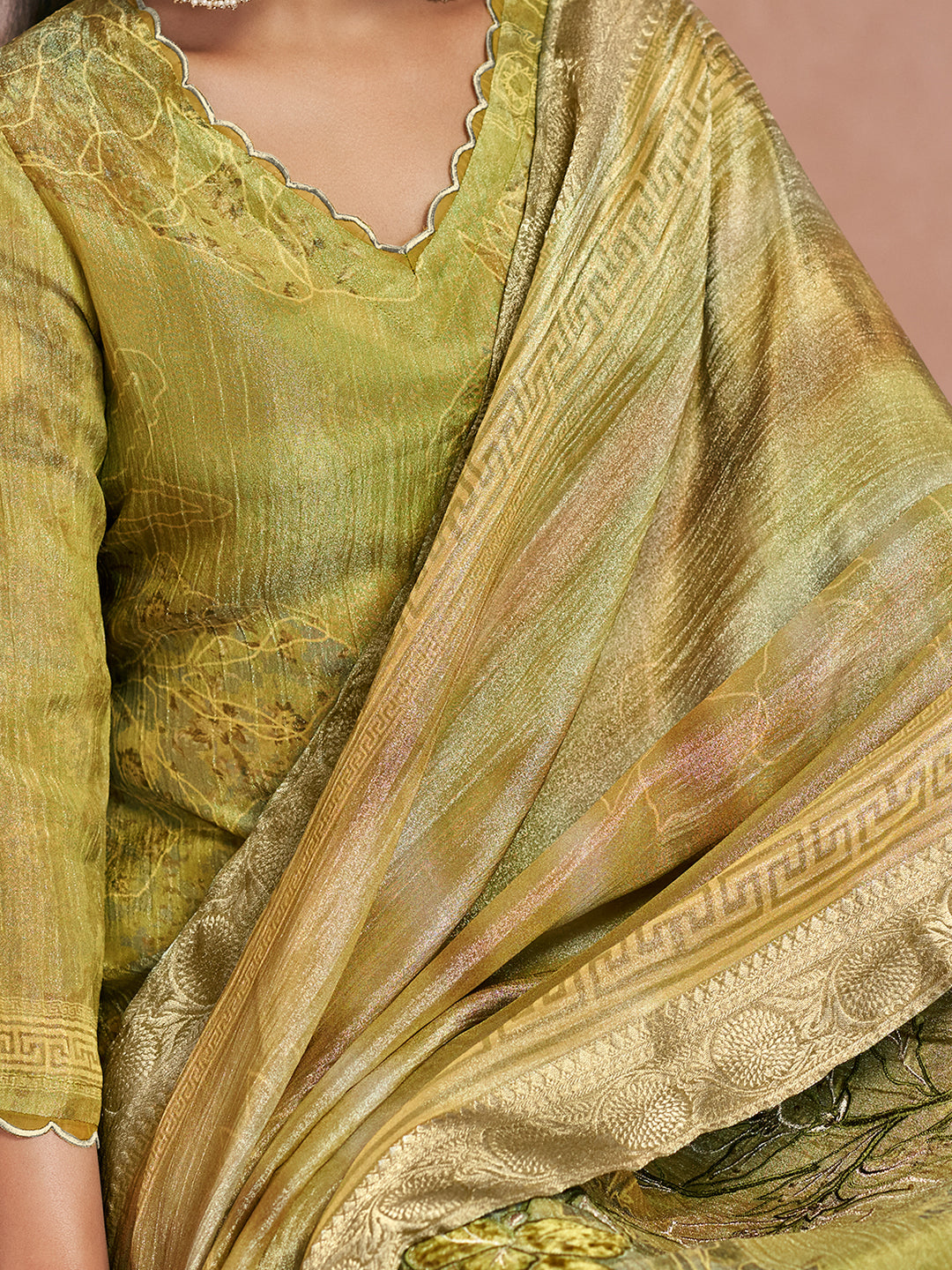 Veda Kurta Set with Dupatta - Olive