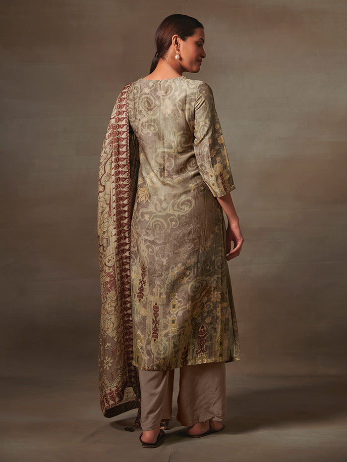 Kaia Unstitched Kurta Set - Brown