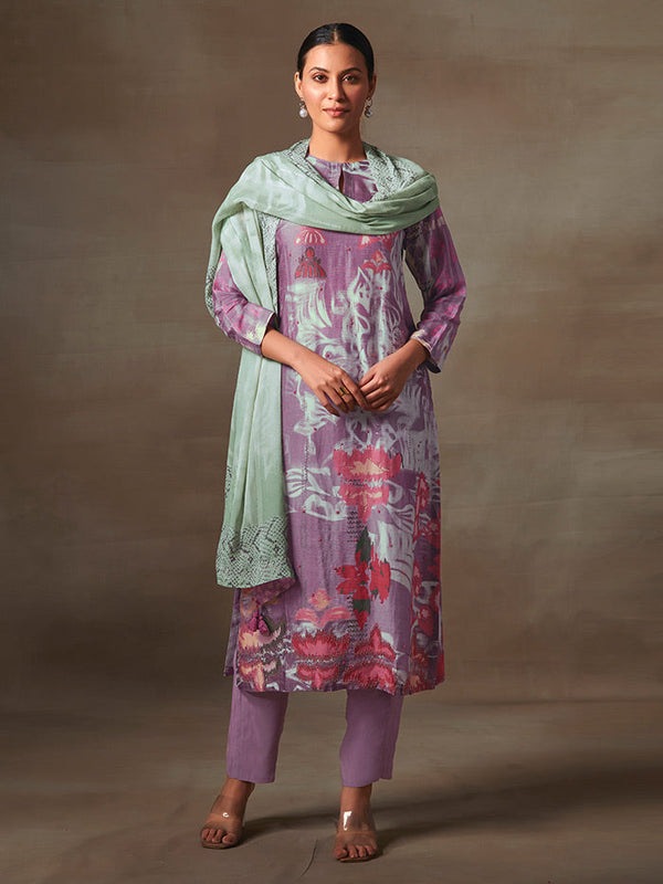 Taari Purple Unstitched Kurta Set| Shop Saundh