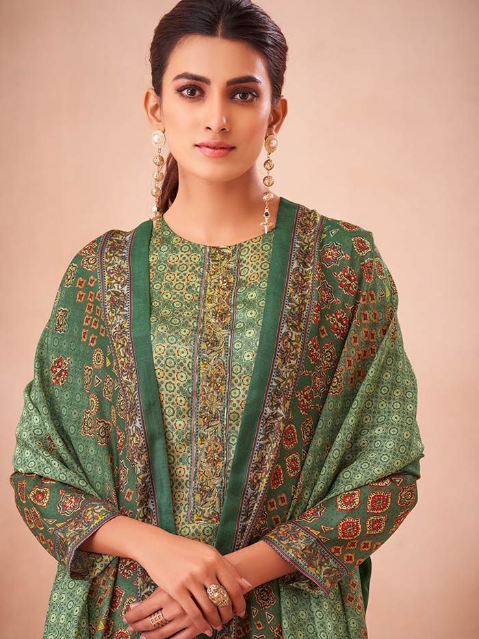 Kalaa Unstitched Kurta Set - Green