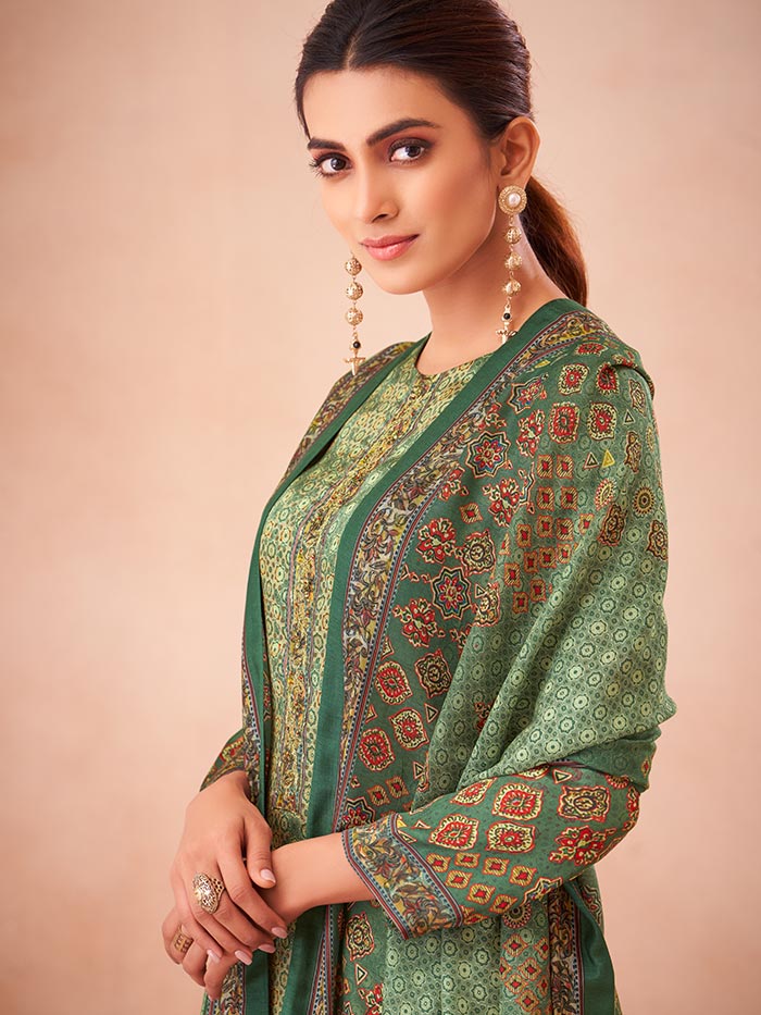 Kalaa Unstitched Kurta Set - Green