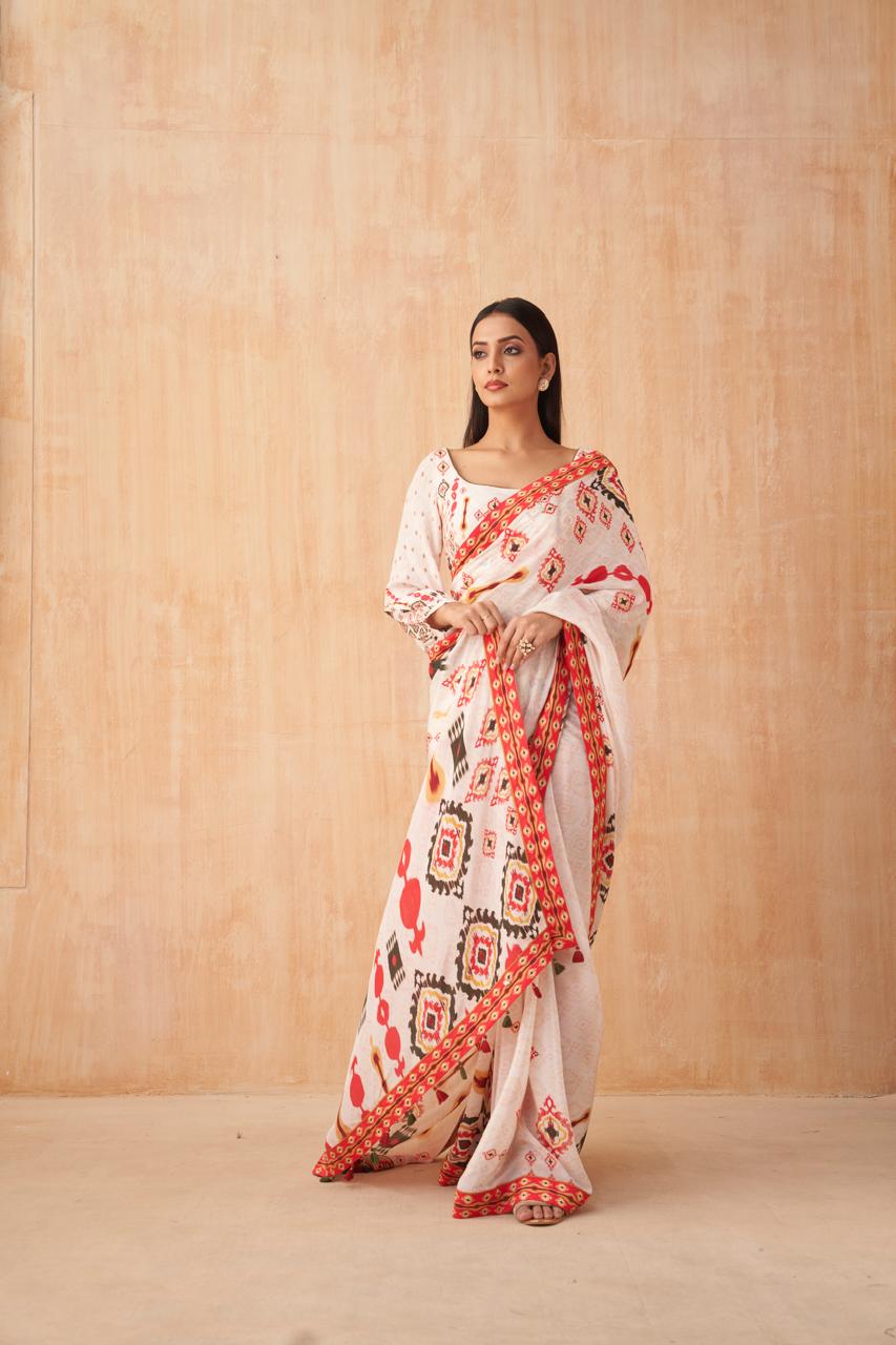 Pooja Saree - Offwhite