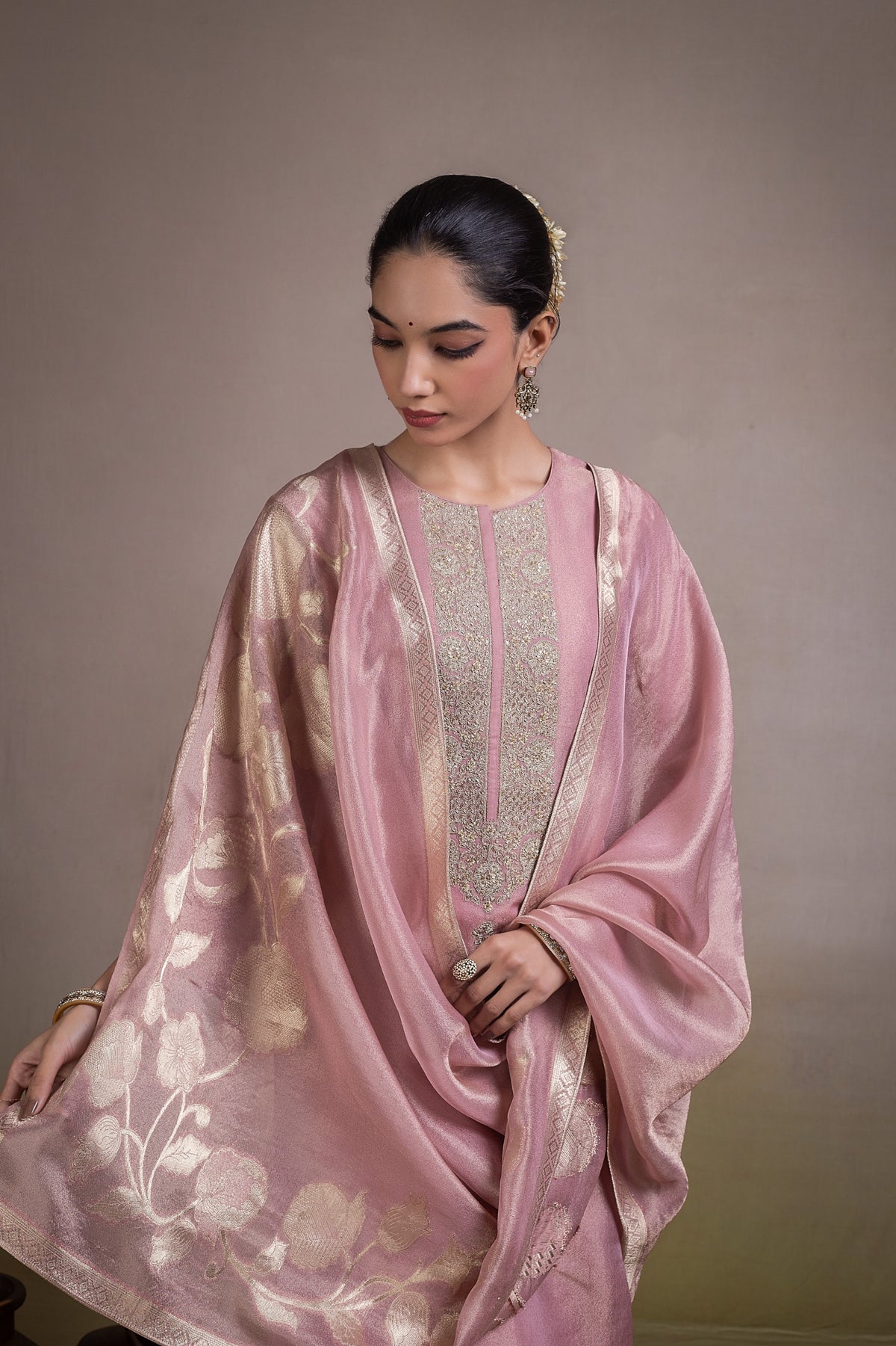 Gulrukh Embroidered Unstitched Kurta Set - Pink