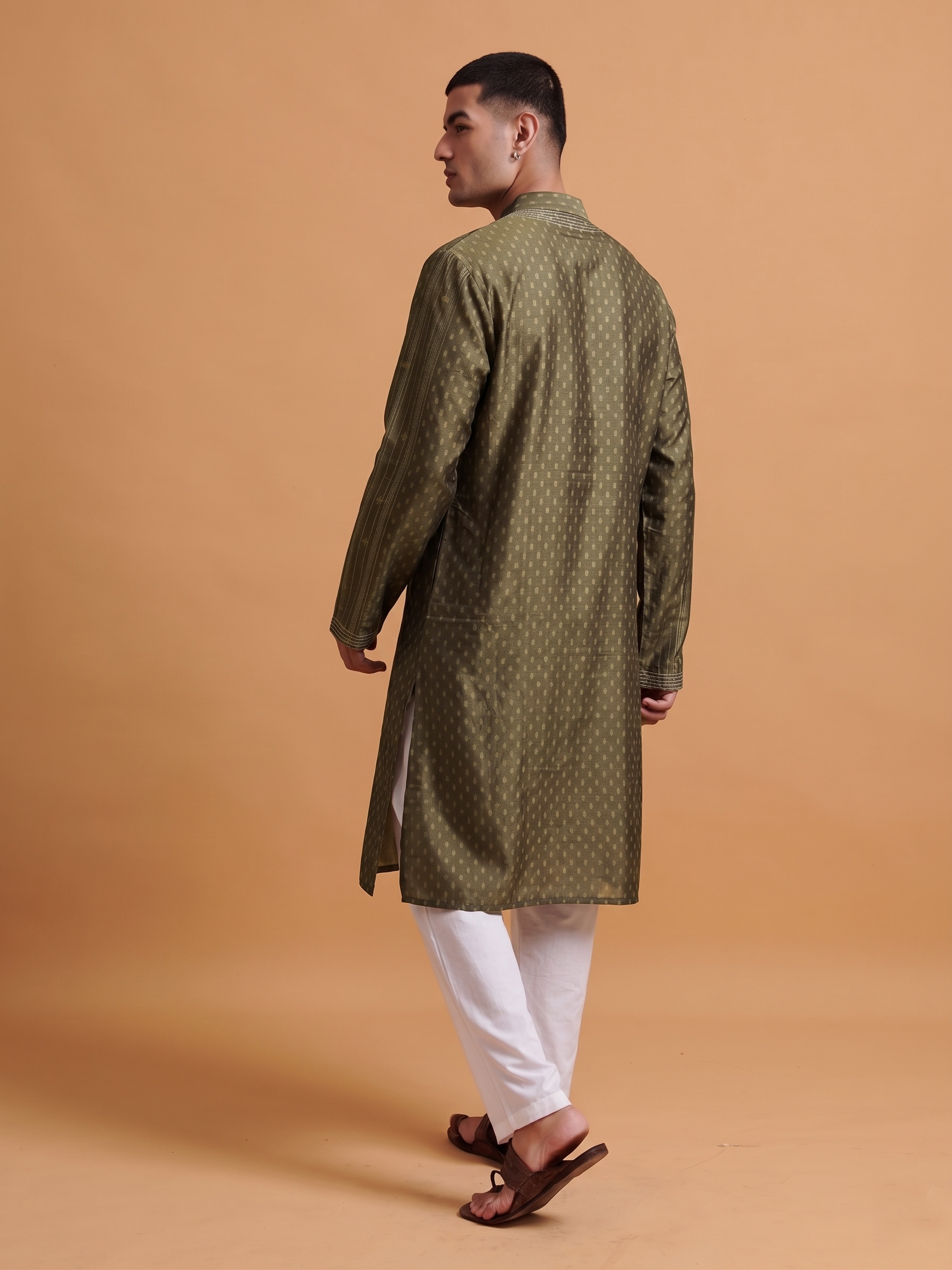 Vyom Kurta - Olive Green