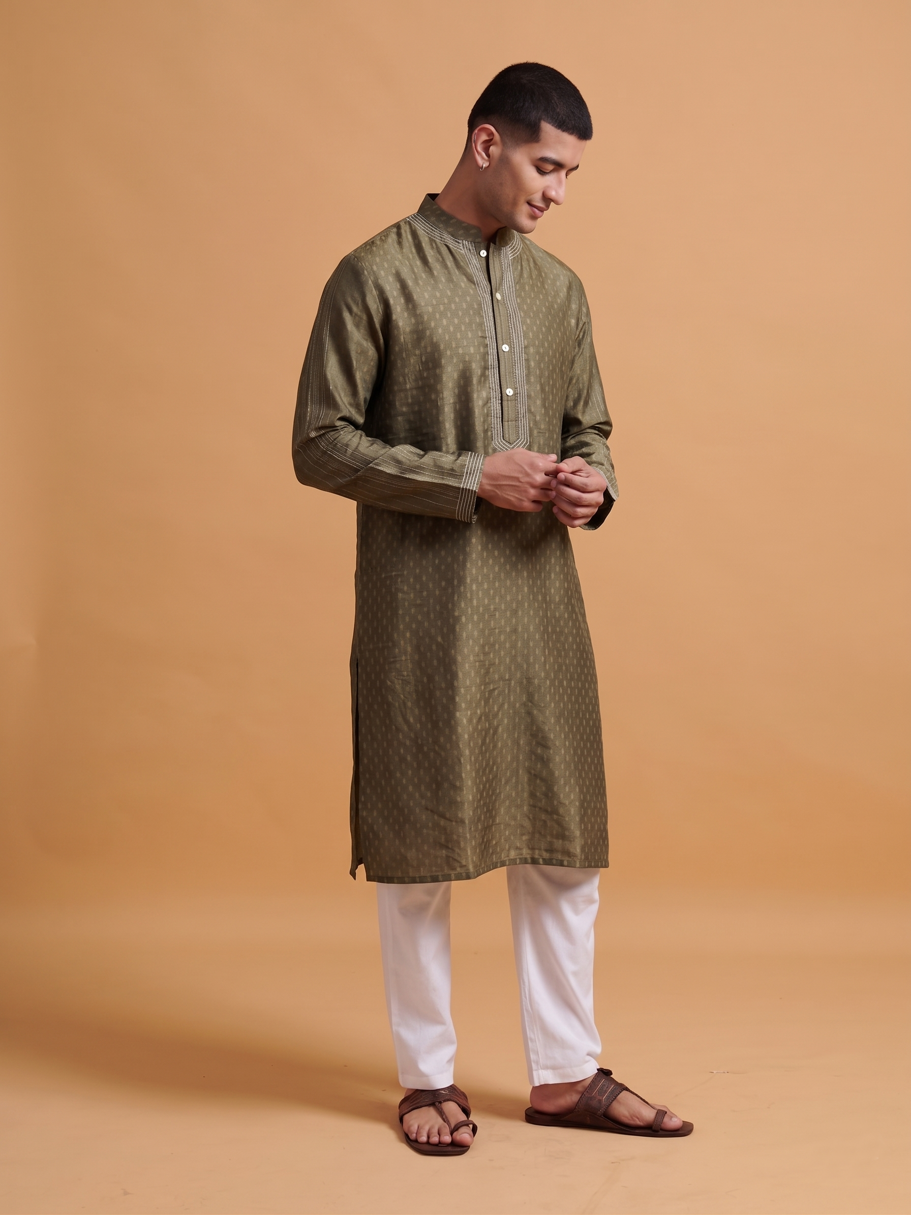 Vyom Kurta - Olive Green