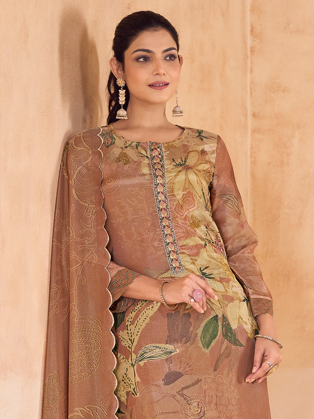 Zara Kurta Set with Dupatta - Brown