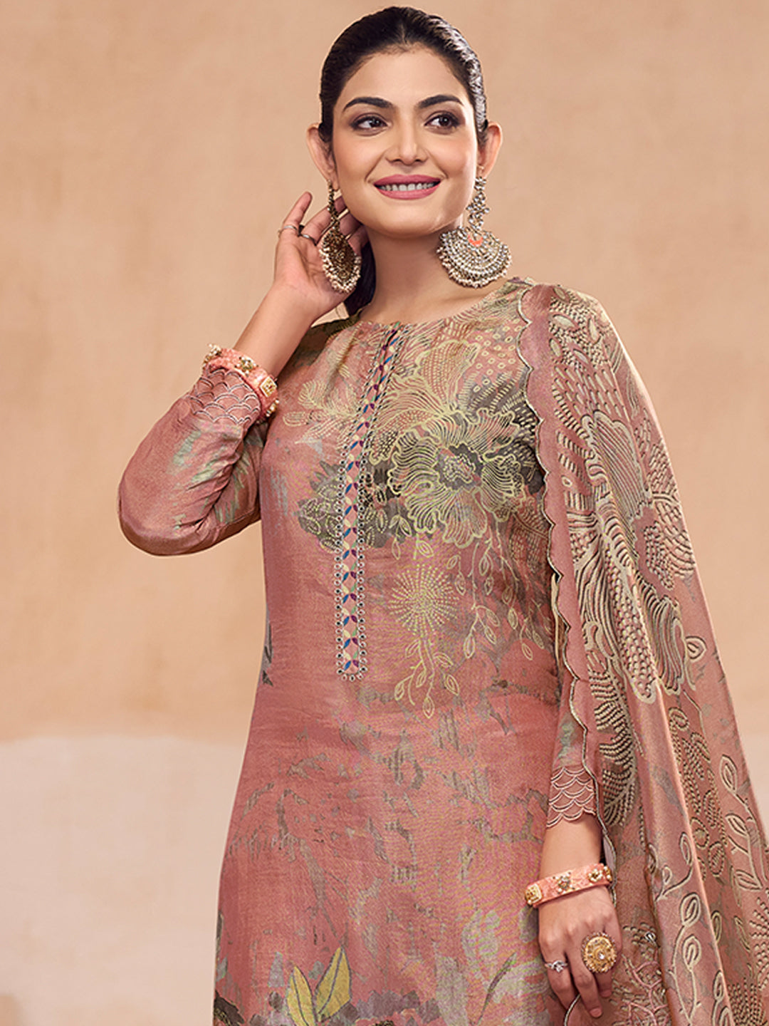 Zara Kurta Set with Dupatta - Peach