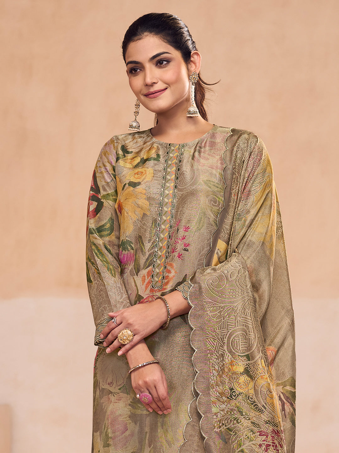 Zara Kurta Set with Dupatta - Beige