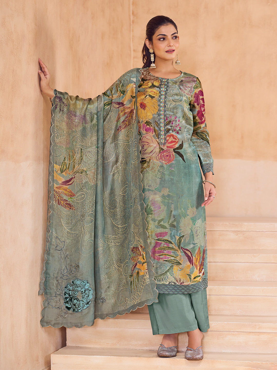 Zara Kurta Set with Dupatta - Green