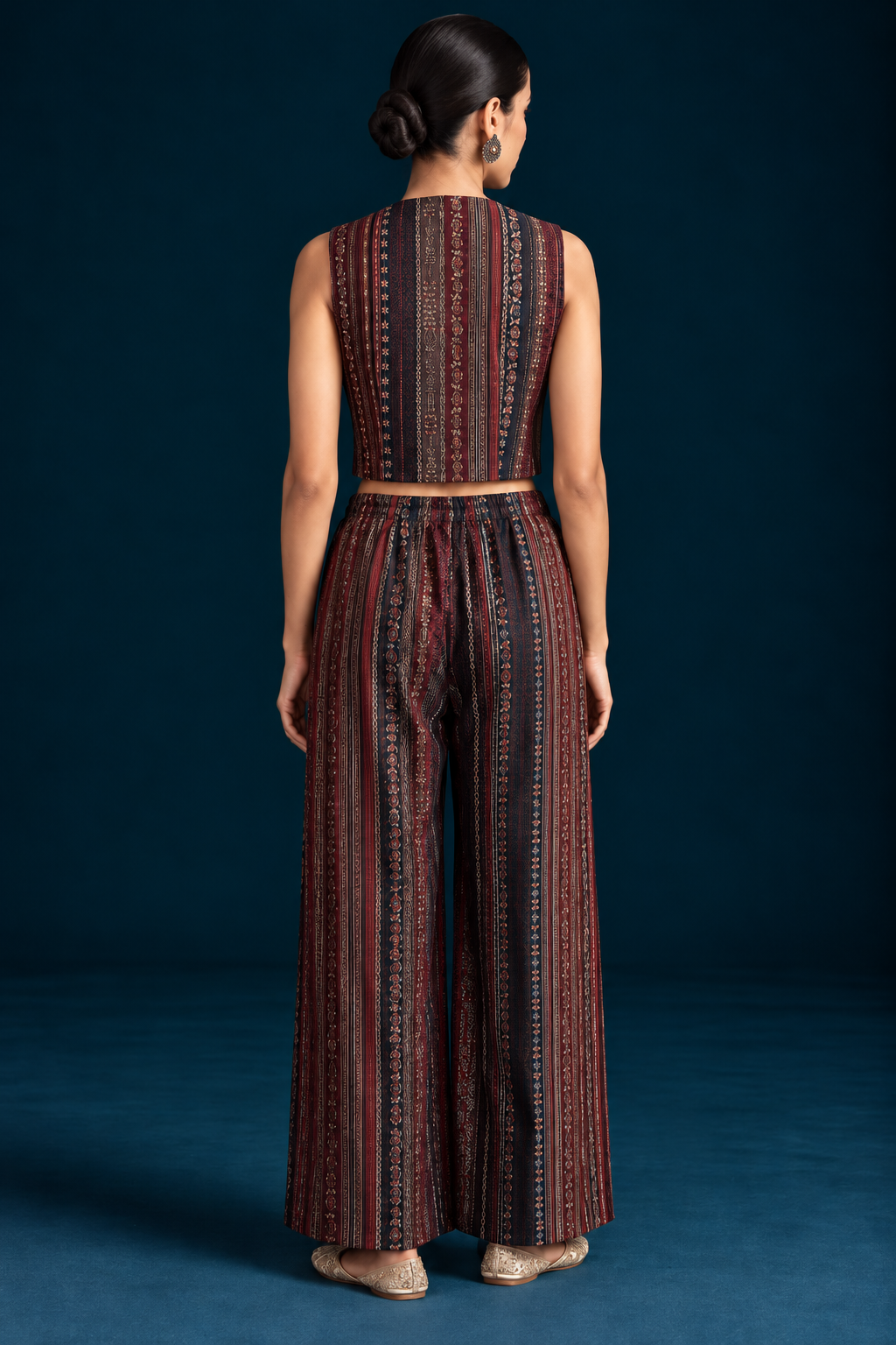 Rekh Kalamkari-inspired Co-ord Set with Jacket - Black