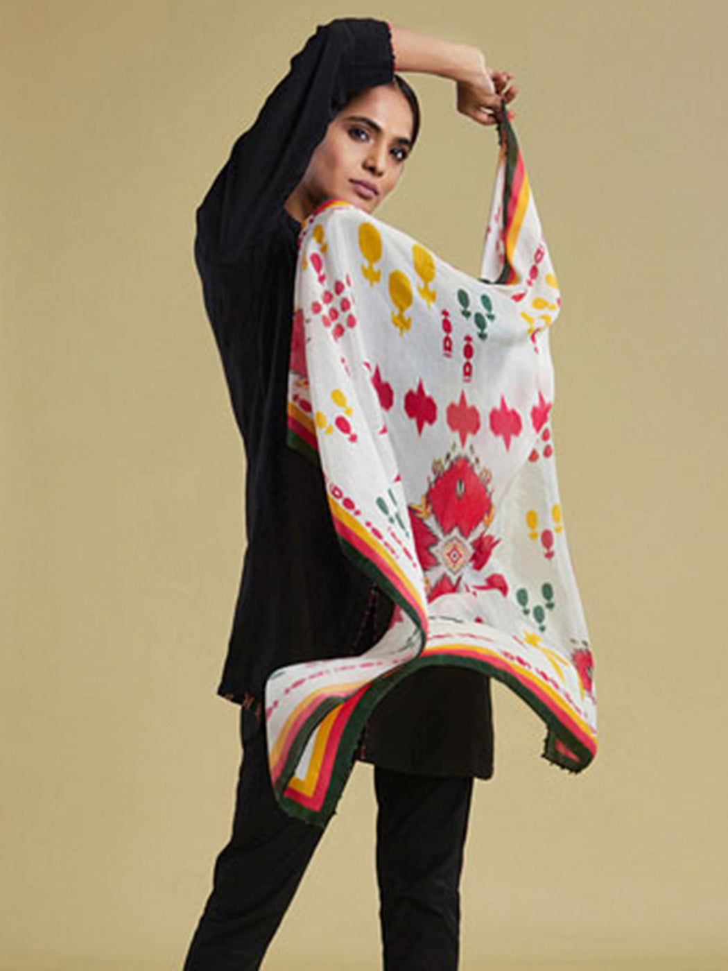 Ajrak cotton silk printed scarf