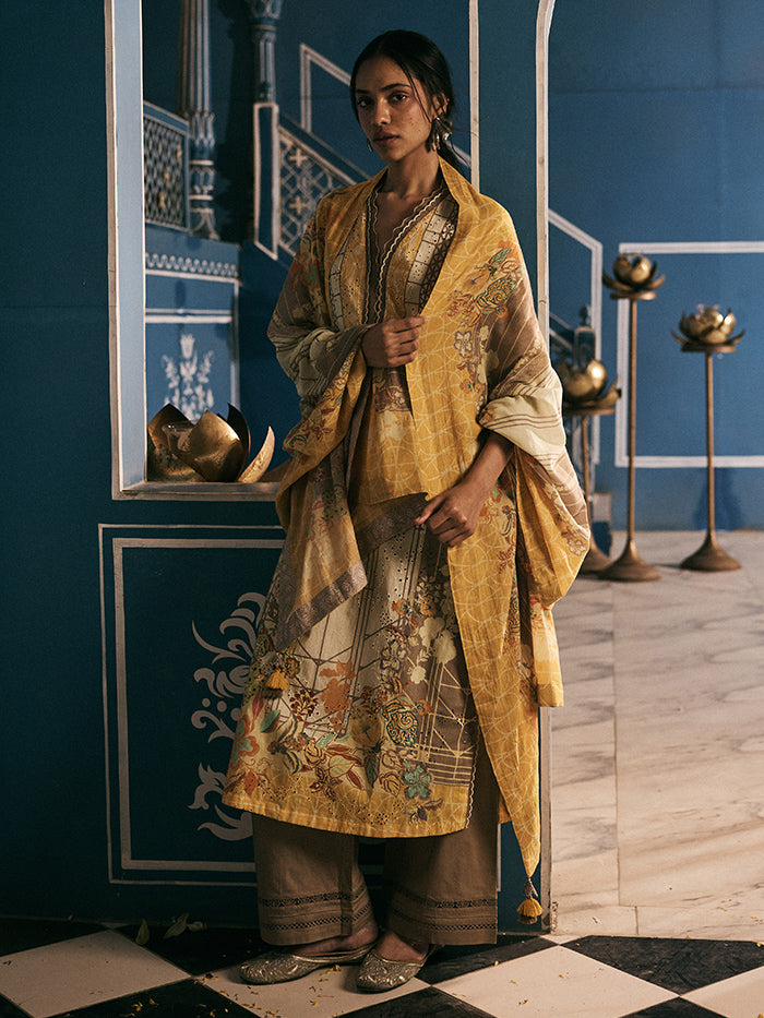 Rait Kurta Set - Yellow