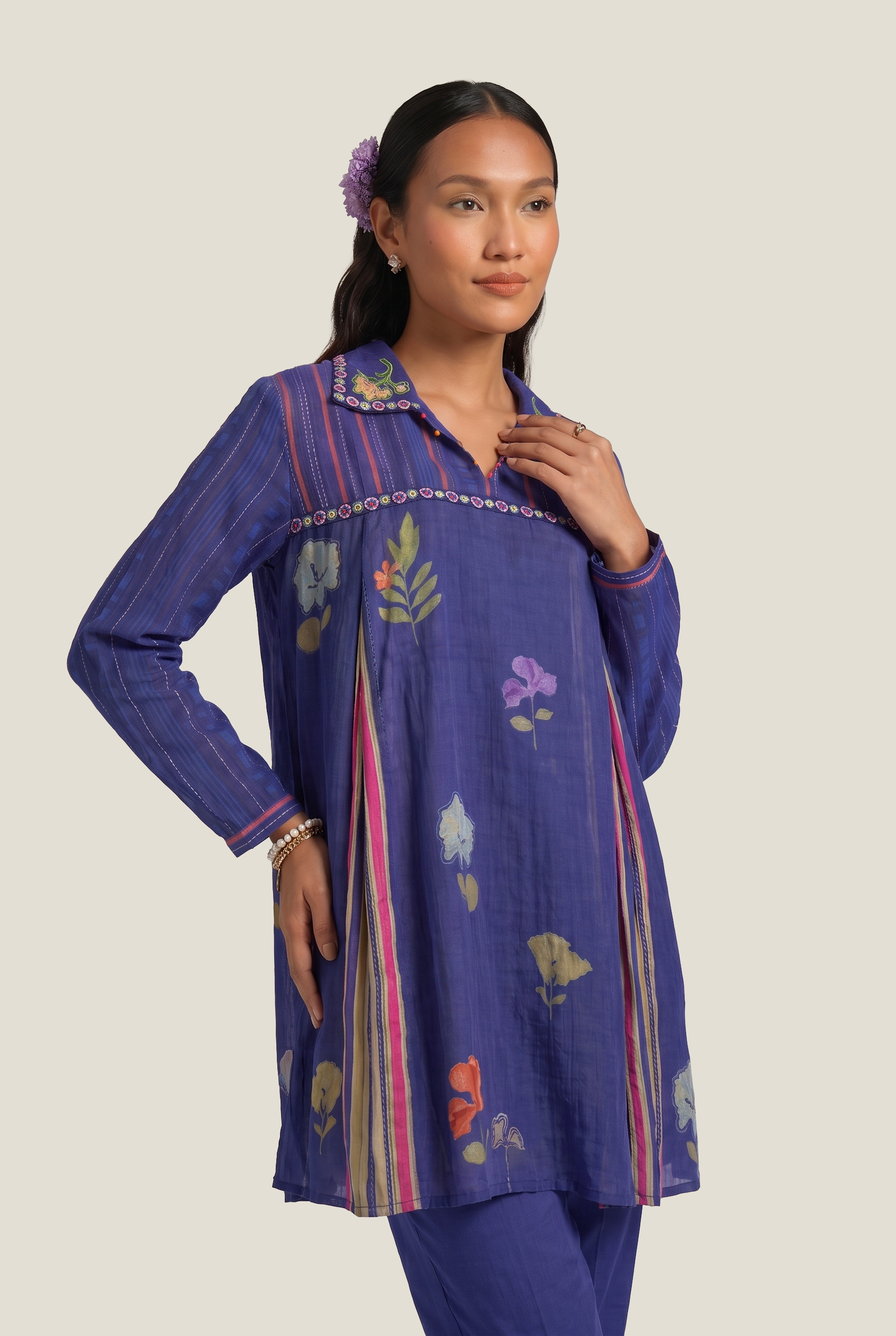 Phulkari top - Blue