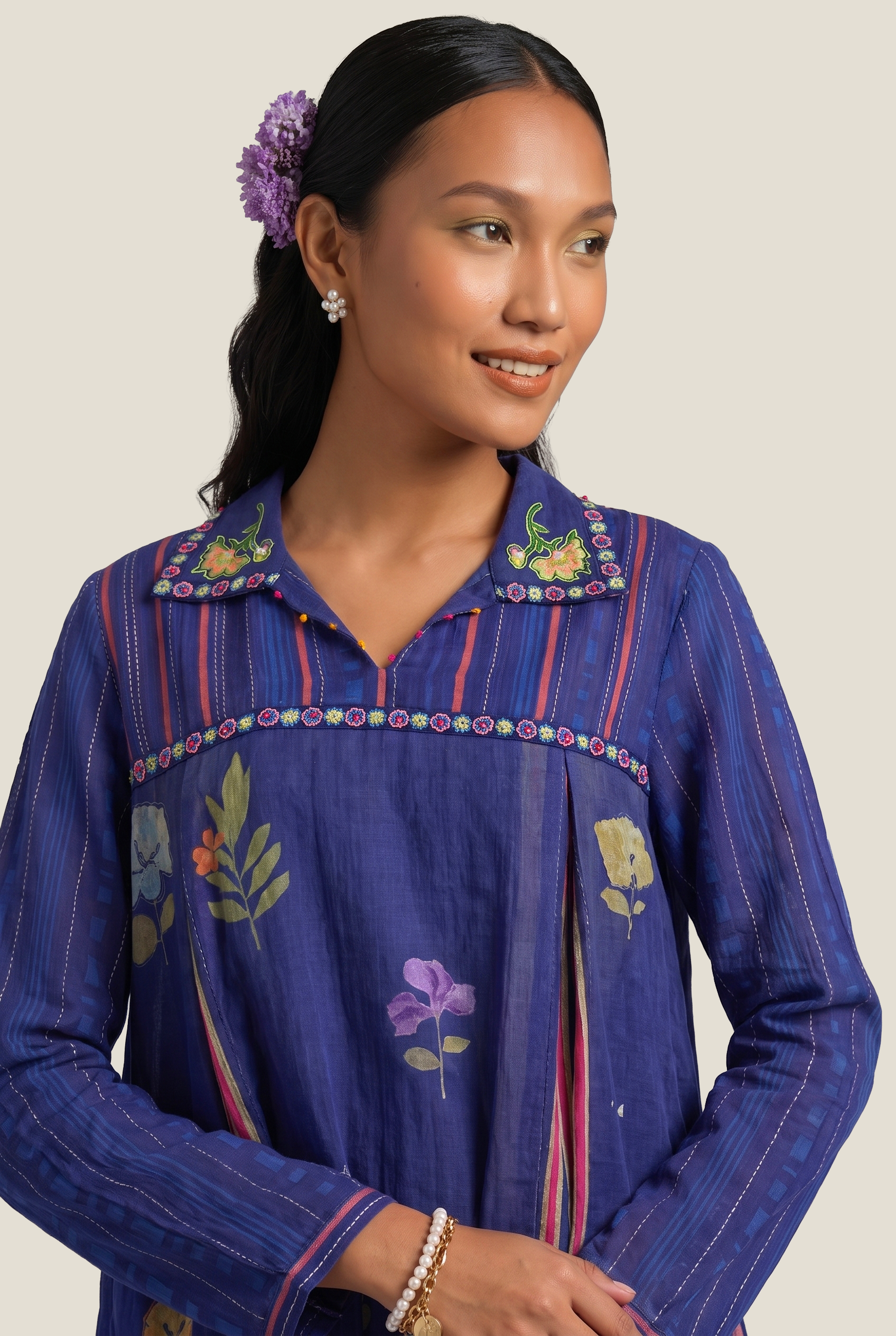 Phulkari top - Blue