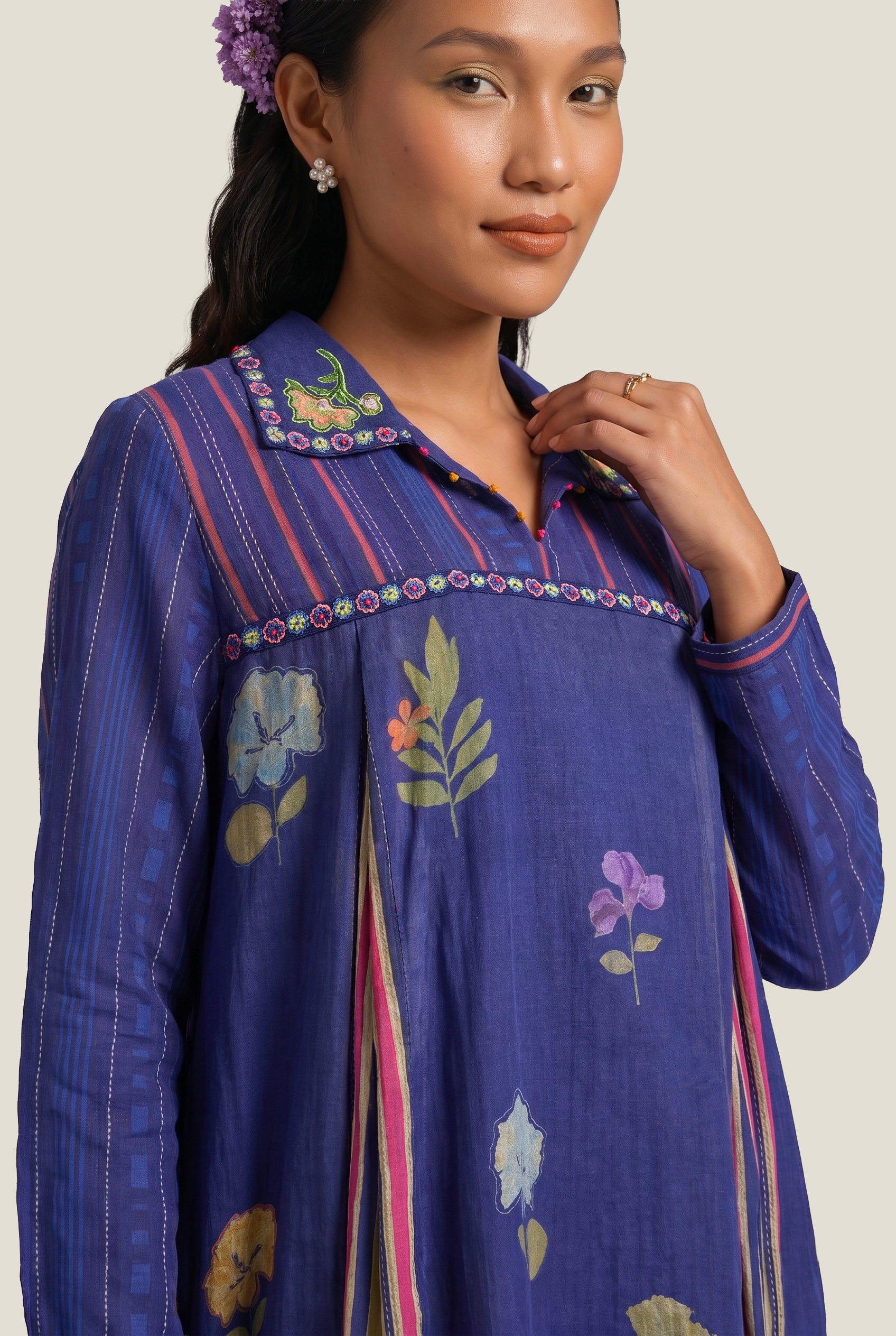 Phulkari top - Blue