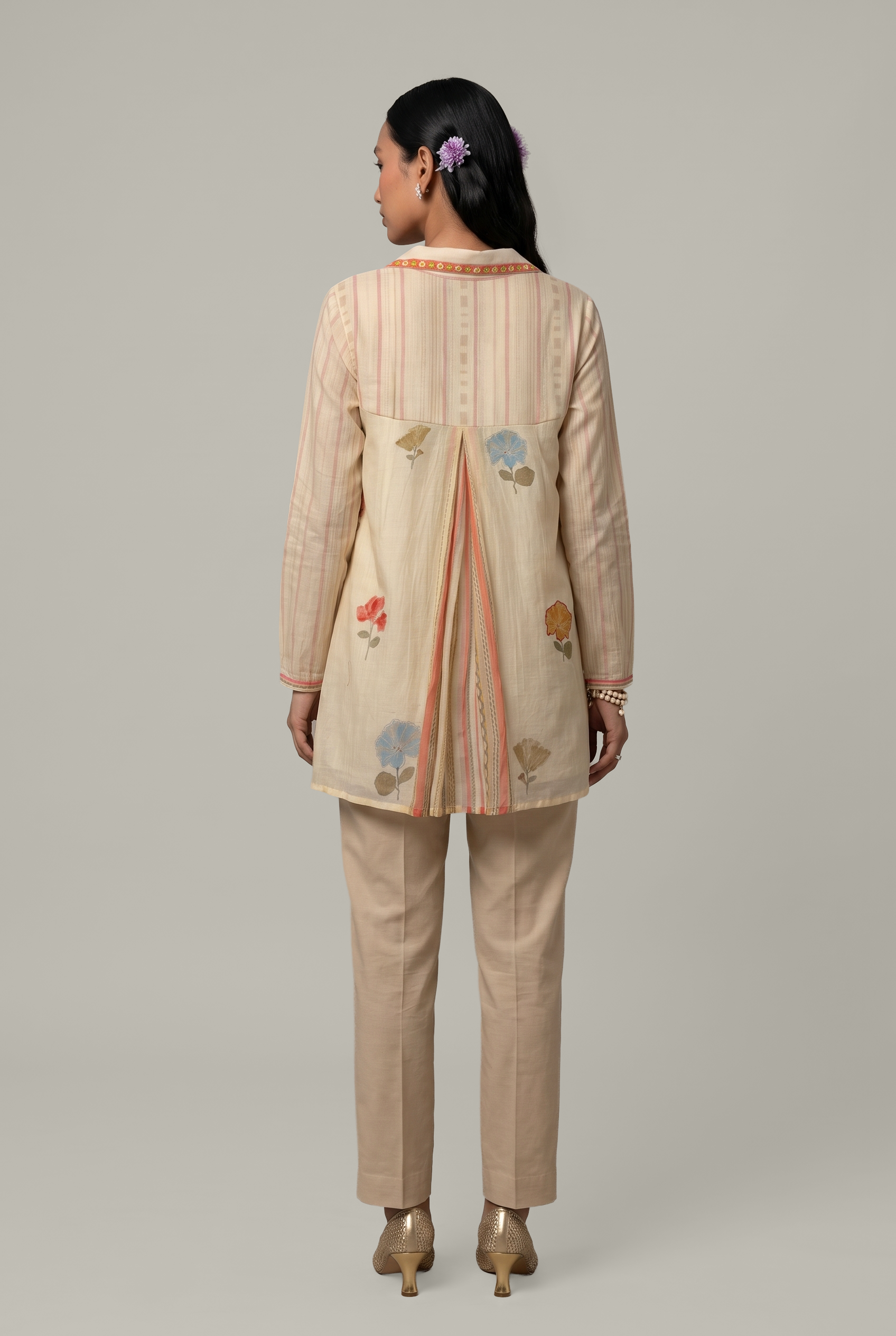 Phulkari top - White